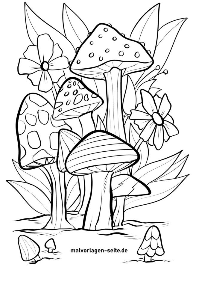 Coloring page mushrooms - free coloring pages