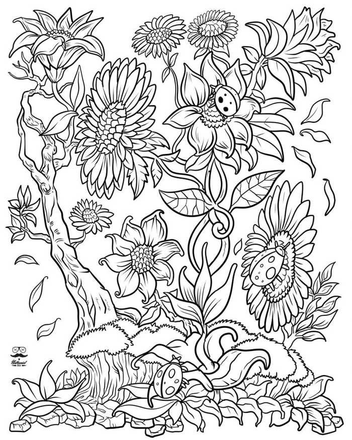 Blumen Malvorlagen für Erwachsene zum Ausdrucken – Coloring Pages For