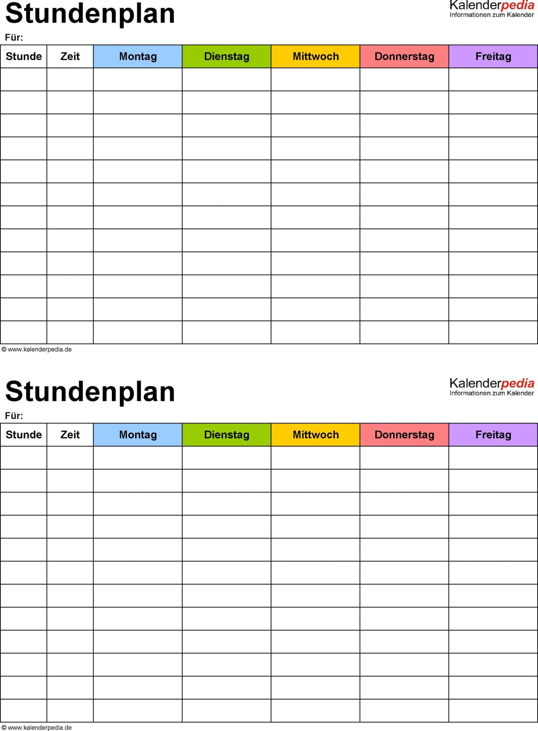 stundenplan vordruck