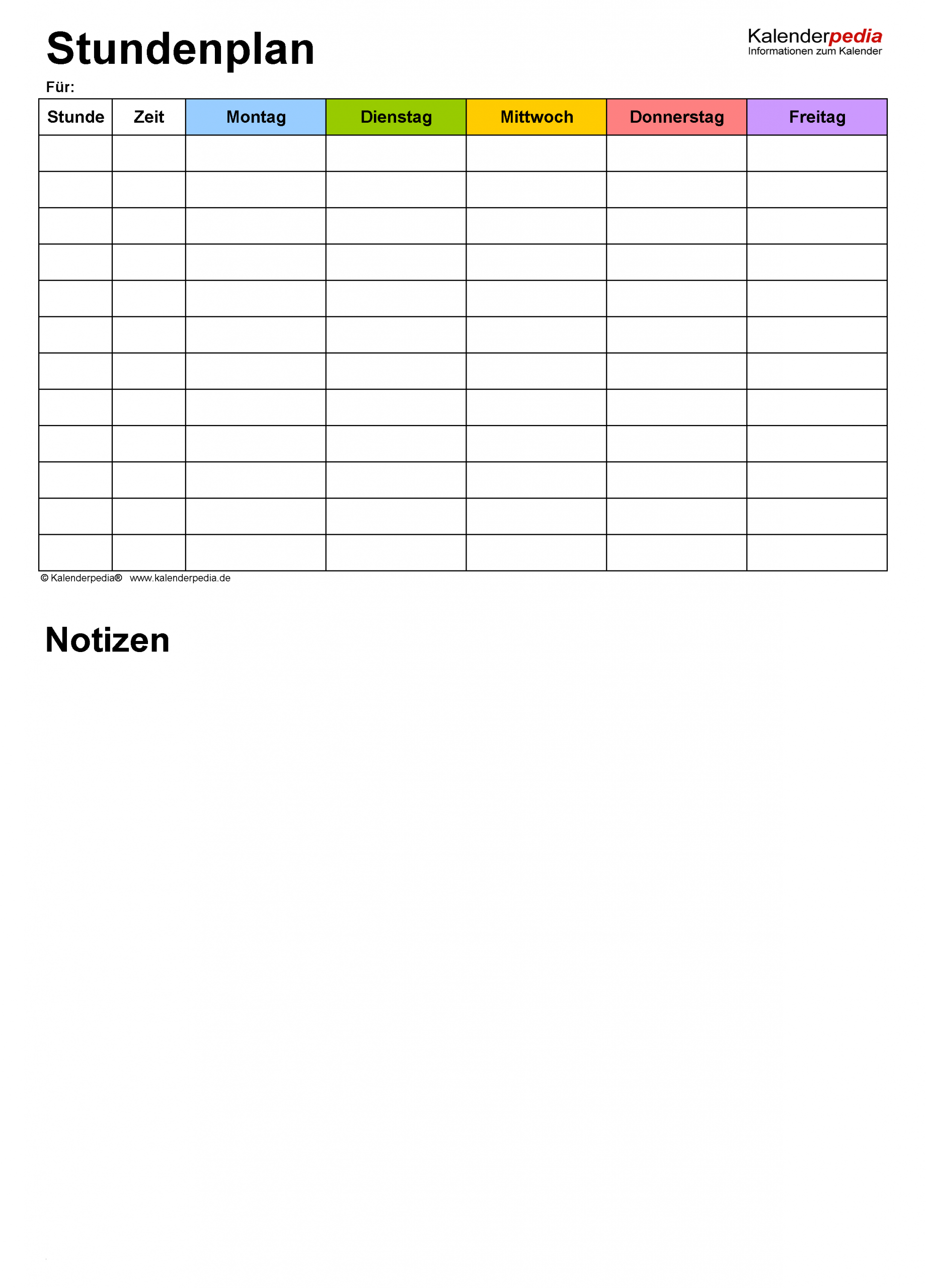 stundenplan kostenlos ausdrucken