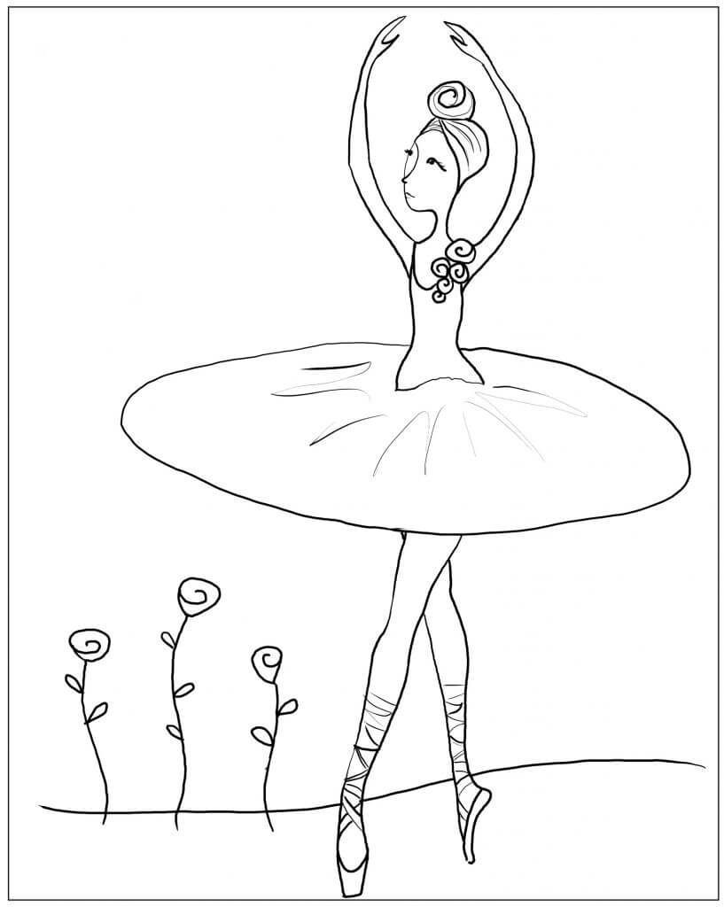 Cute Ballerina Coloring Page - Free Printable Coloring Pages for Kids