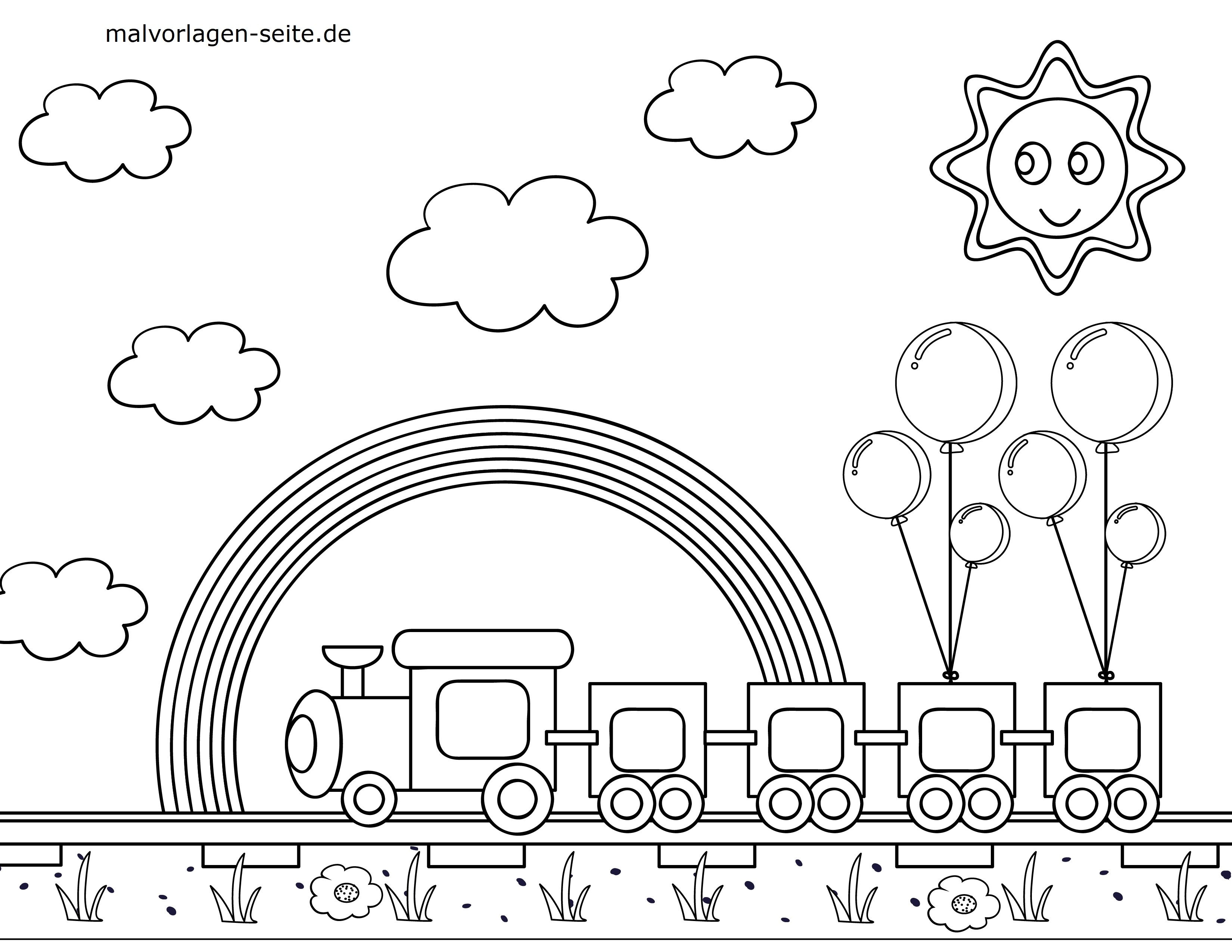 Malvorlage kleine Kinder - Eisenbahn - Kostenlose Ausmalbilder