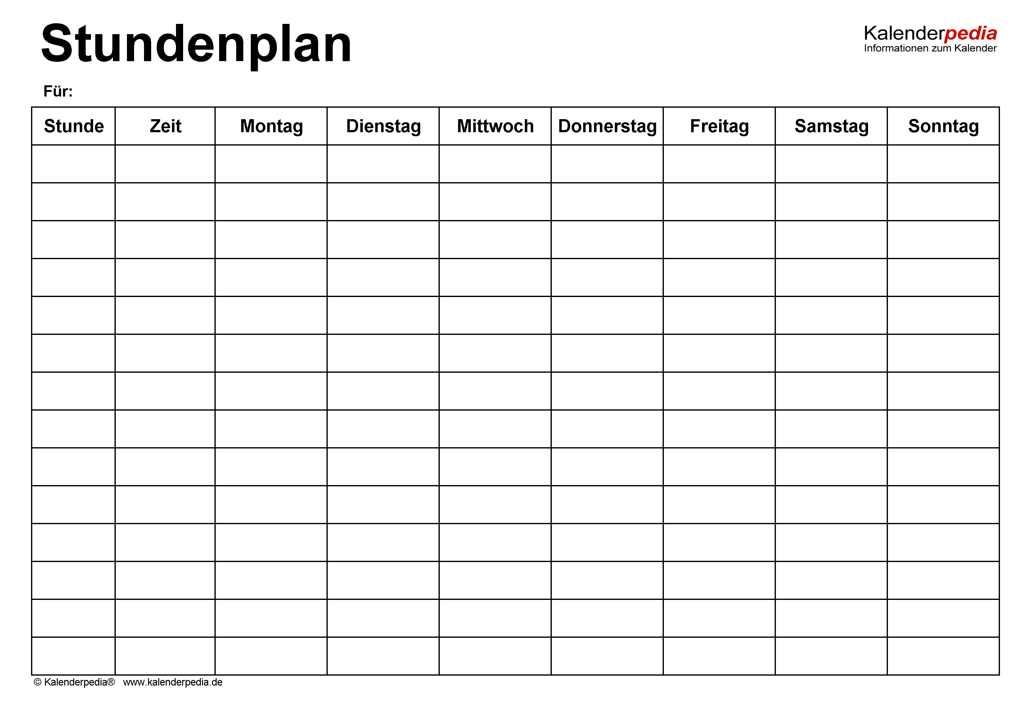 stundenpläne vorlagen zum ausdrucken