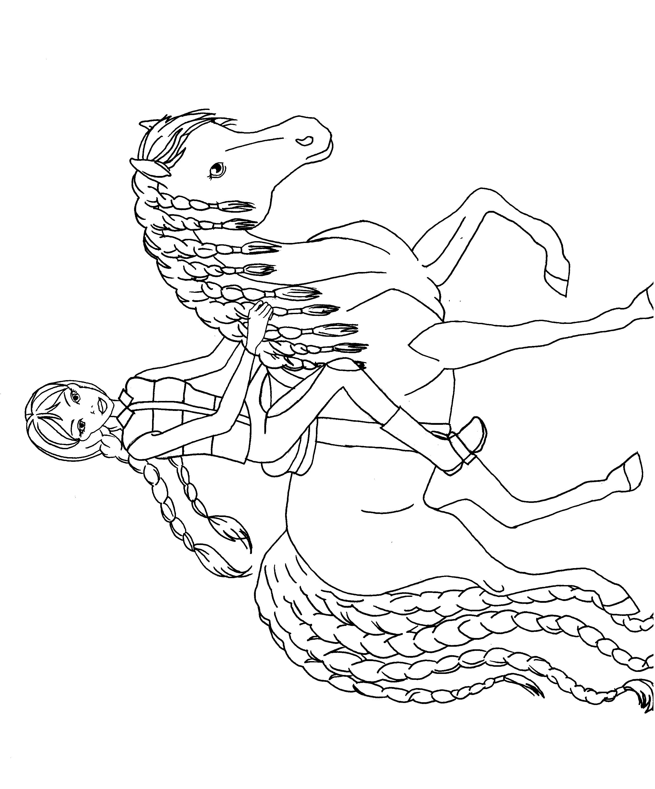 Reiterin mit Pferd | Coloring pages, Humanoid sketch, Art