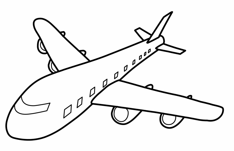 Ausmalbild Transportmittel: Großes Flugzeug kostenlos ausdrucken