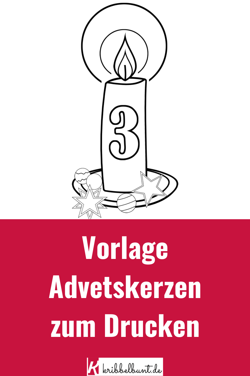 Vorlage für Adventskerze zum ausmalen - für Kinder | Adventskerzen