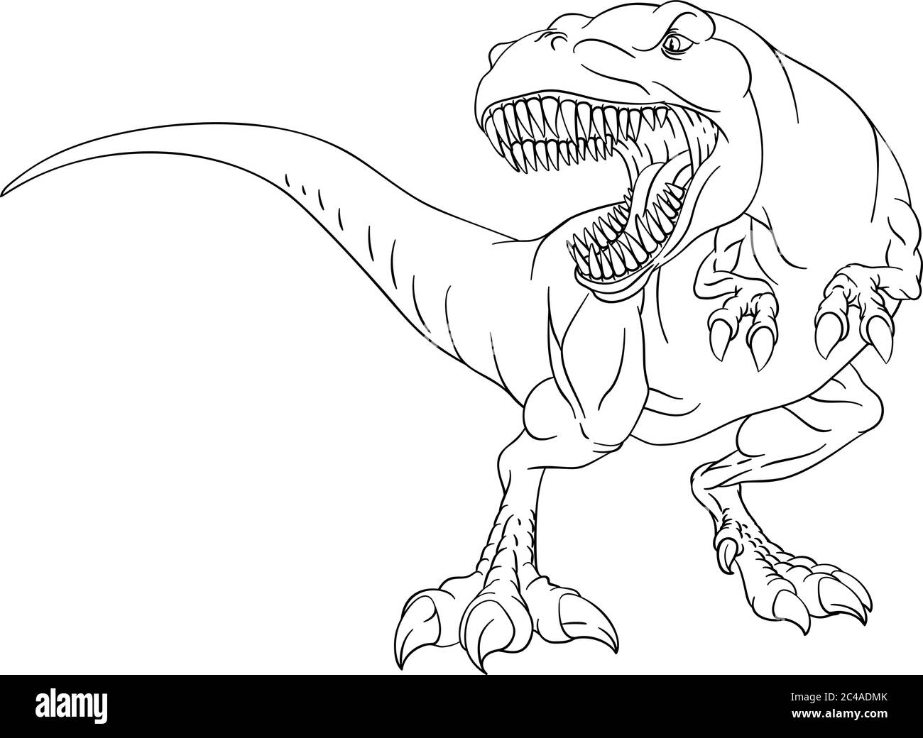 Dinosaur T Rex Outline Cartoon Coloring Book Page Stock Vector Image