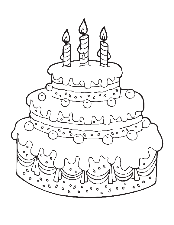 Printable Cake Happy Birthday Coloring Pages Free - Birthday Coloring