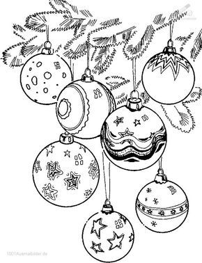 Ausmalbild Weihnachtskugeln | Christmas ornament coloring page