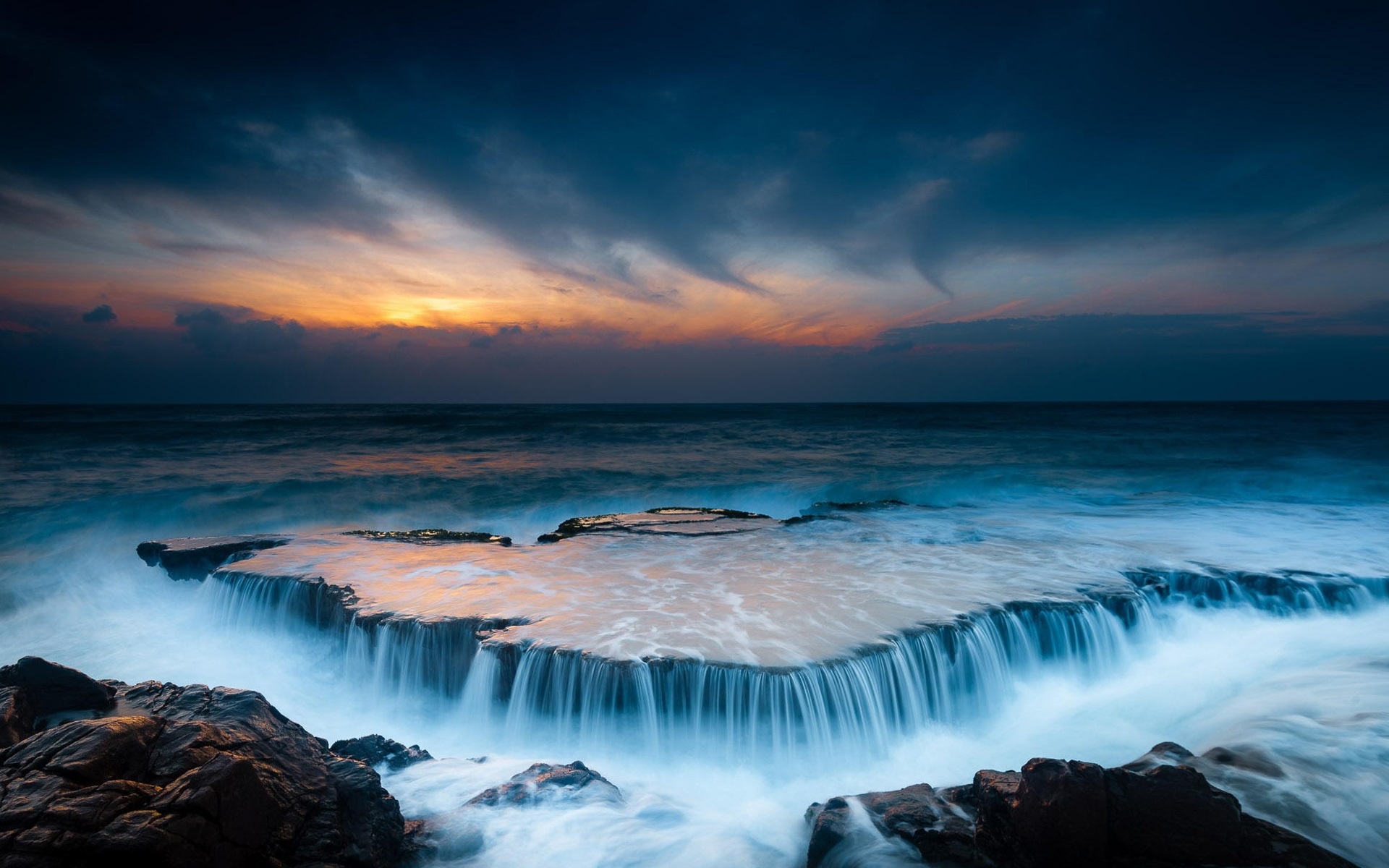 Schöne Landschaft, Meer, Strand, Steine , Sonnenaufgang 1920x1200 HD