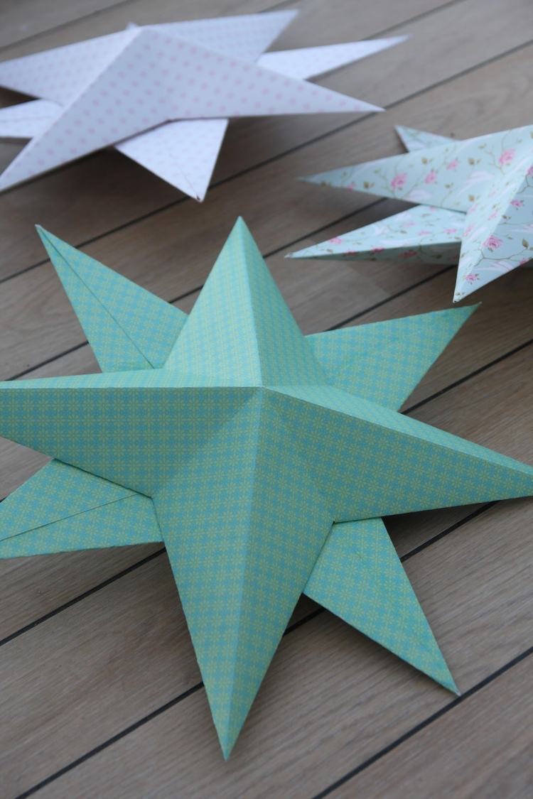 Origami Stern falten / basteln: Anleitung für 9 Weihnachtssterne aus Papier