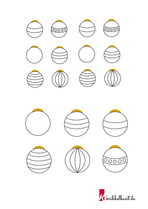 Weihnachtskugel Vorlage zum Ausdrucken & Ausmalen | Kribbelbunt