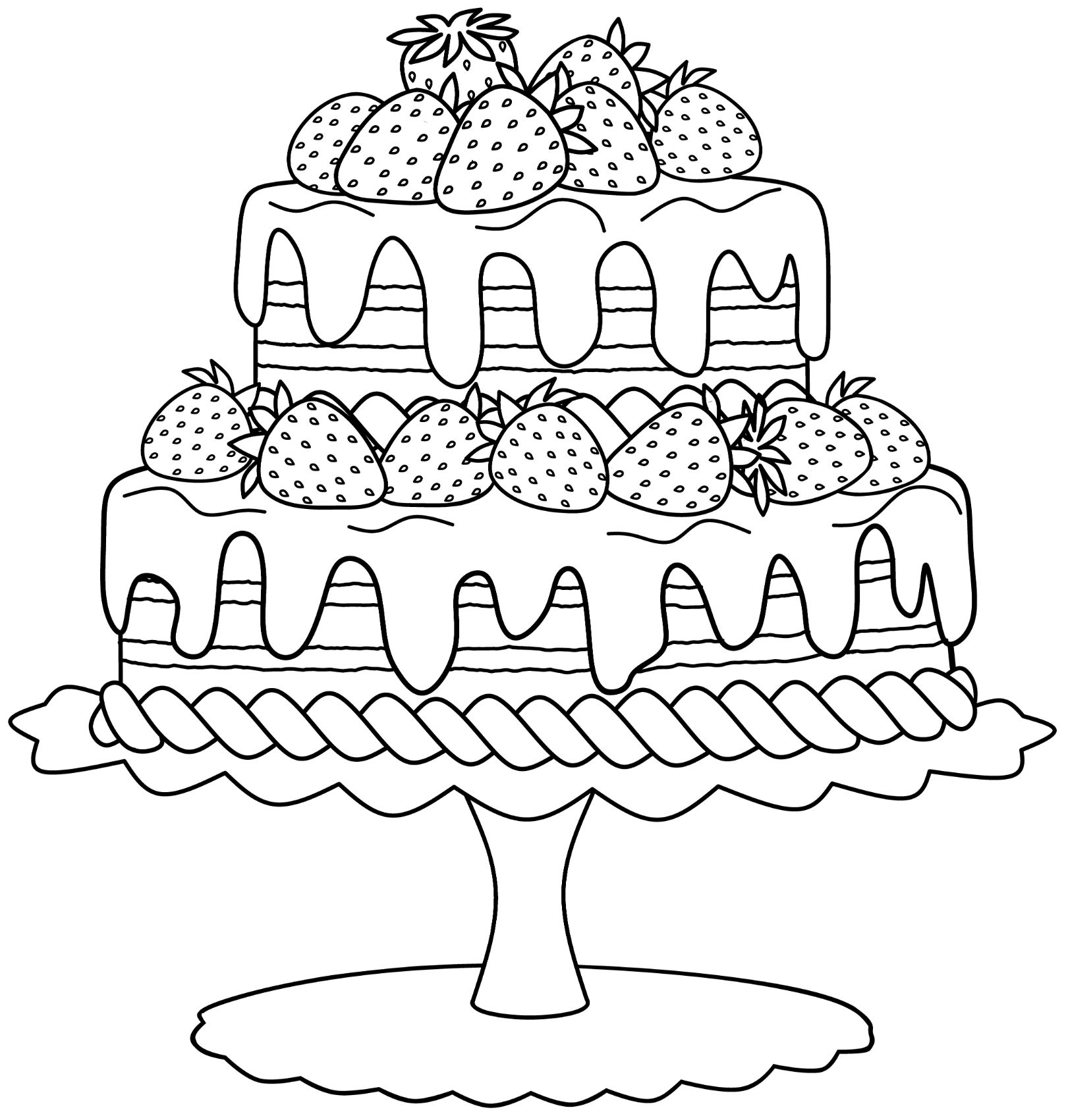 Strawberry Cake Coloring Page | Coloring books, Cute coloring pages