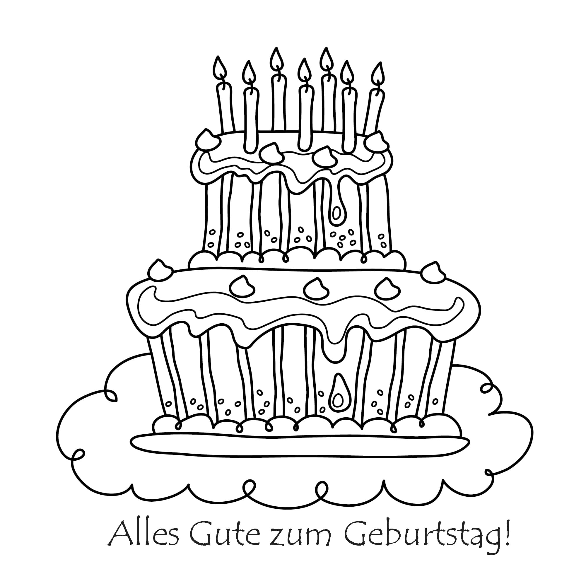 Ausmalbilder Alles Gute zum Geburtstag. Drucken Sie kostenlos