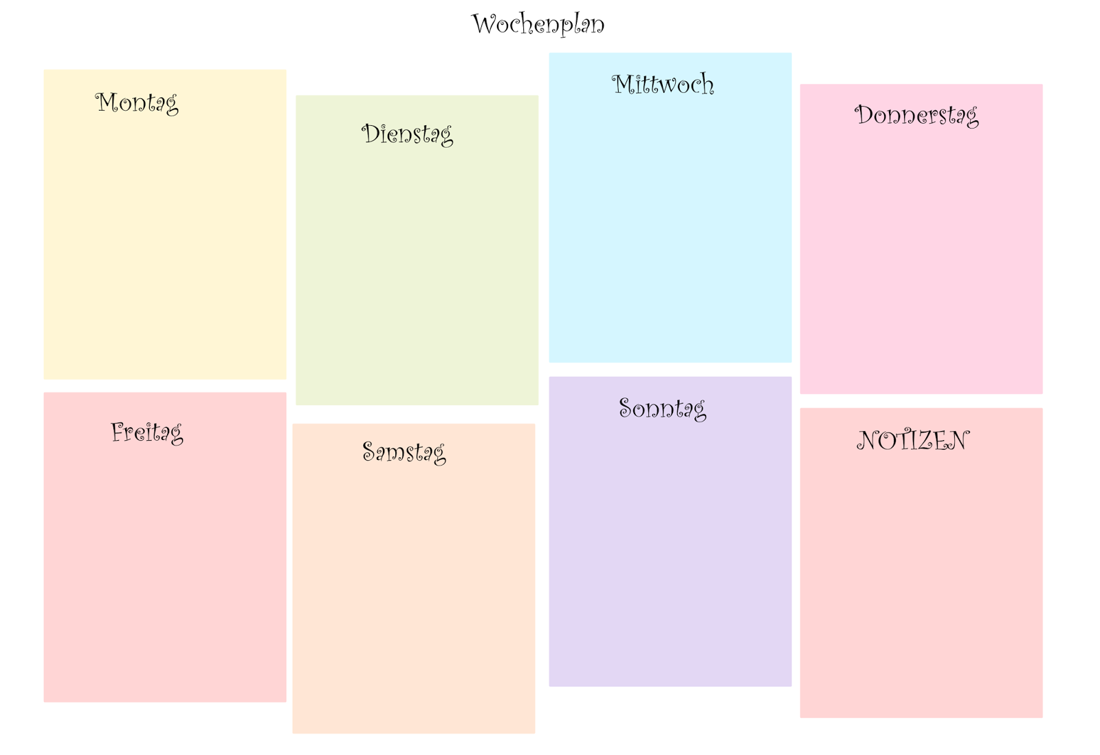 wochenplan vorlagen zum ausdrucken