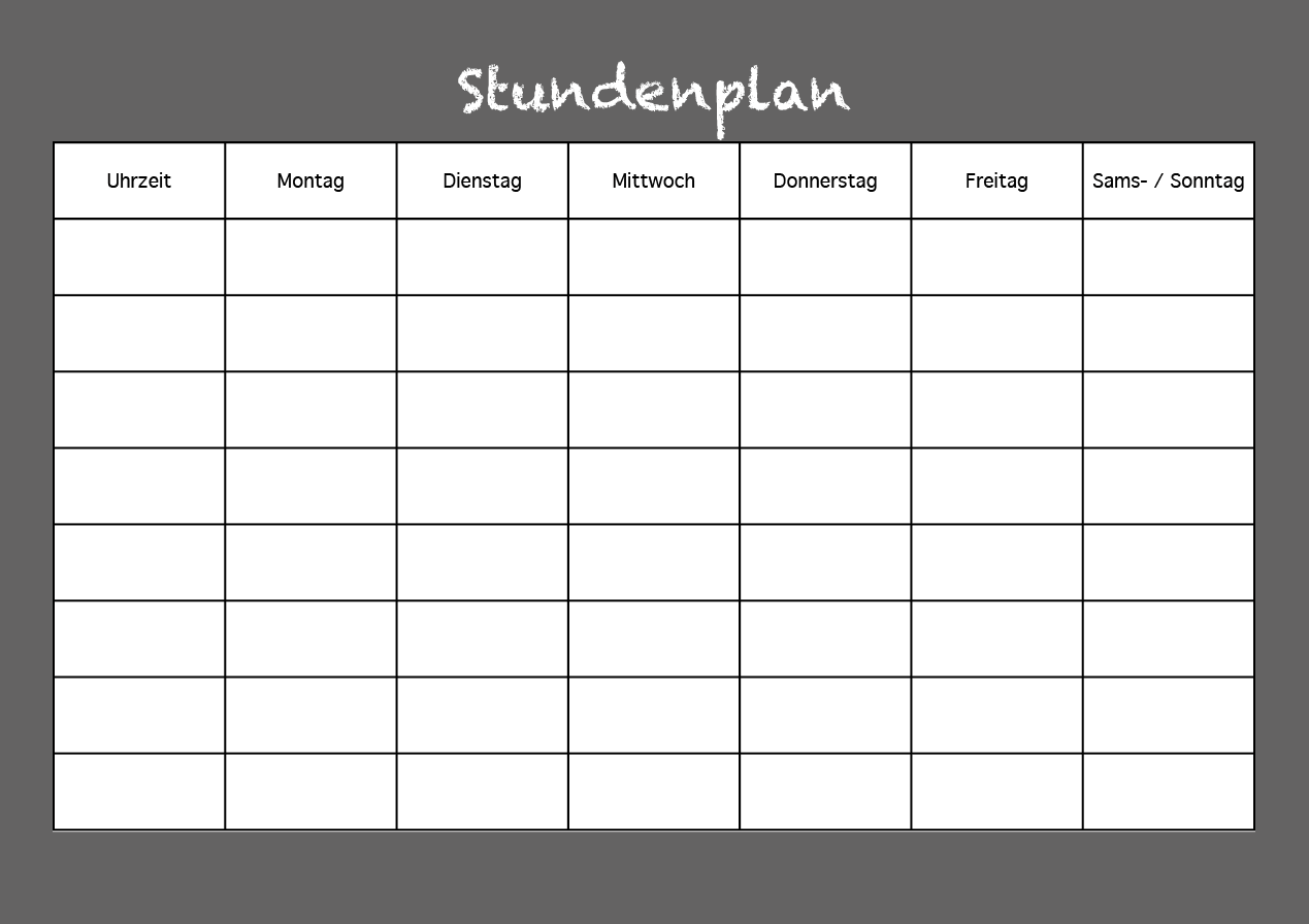 Stundenplan Vorlage Word