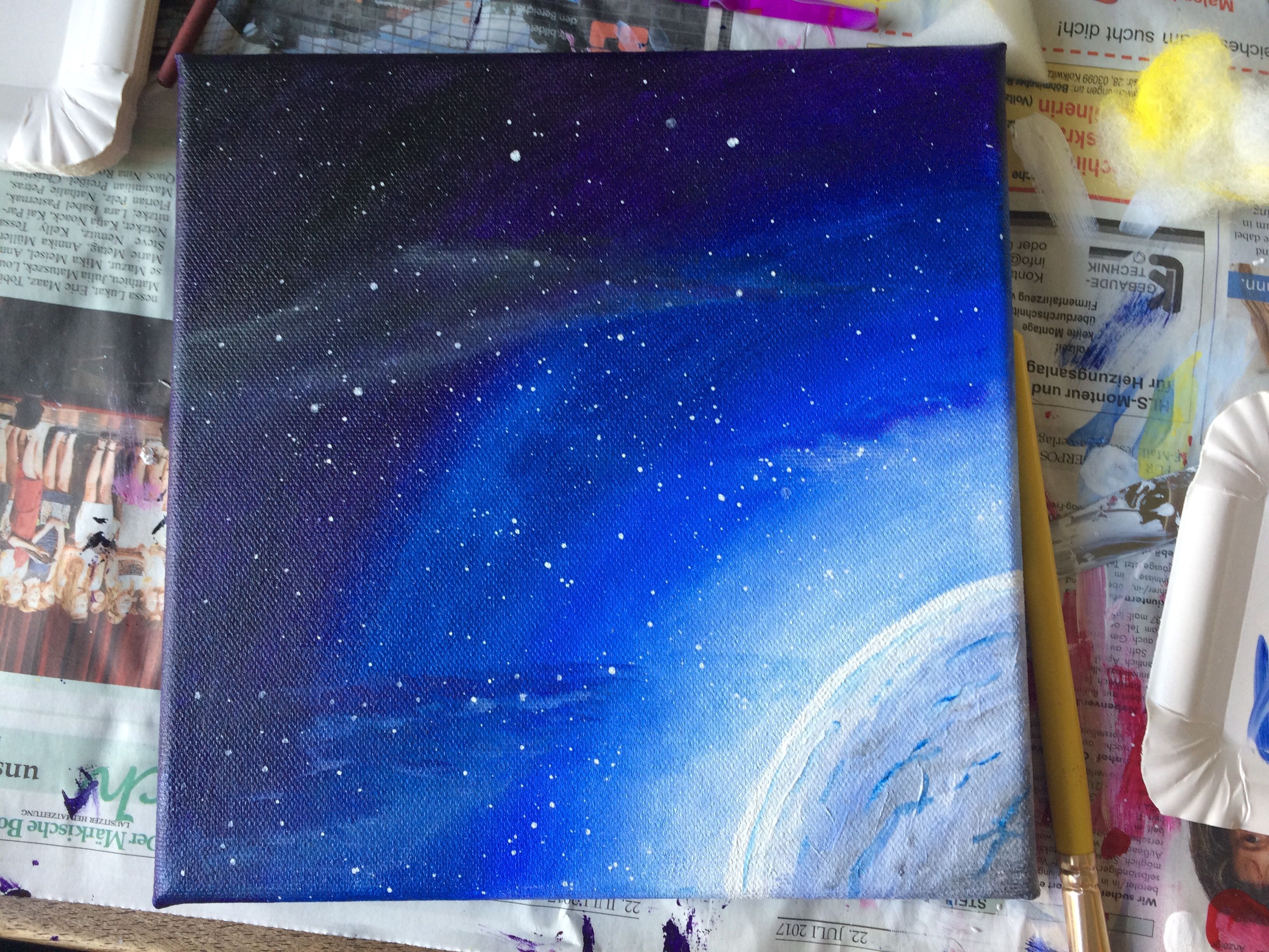 Universum Mond Acrylfarbe auf Leinwand | Acrylbilder, Acrylbilder