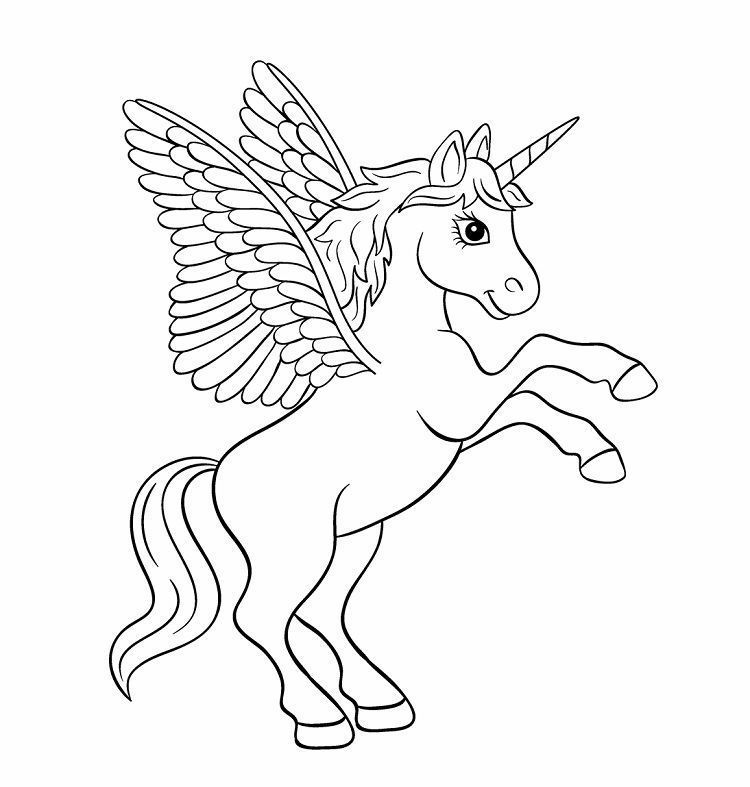 Unicorn Coloring Pages With Wings | Einhorn zum ausmalen, Pokemon