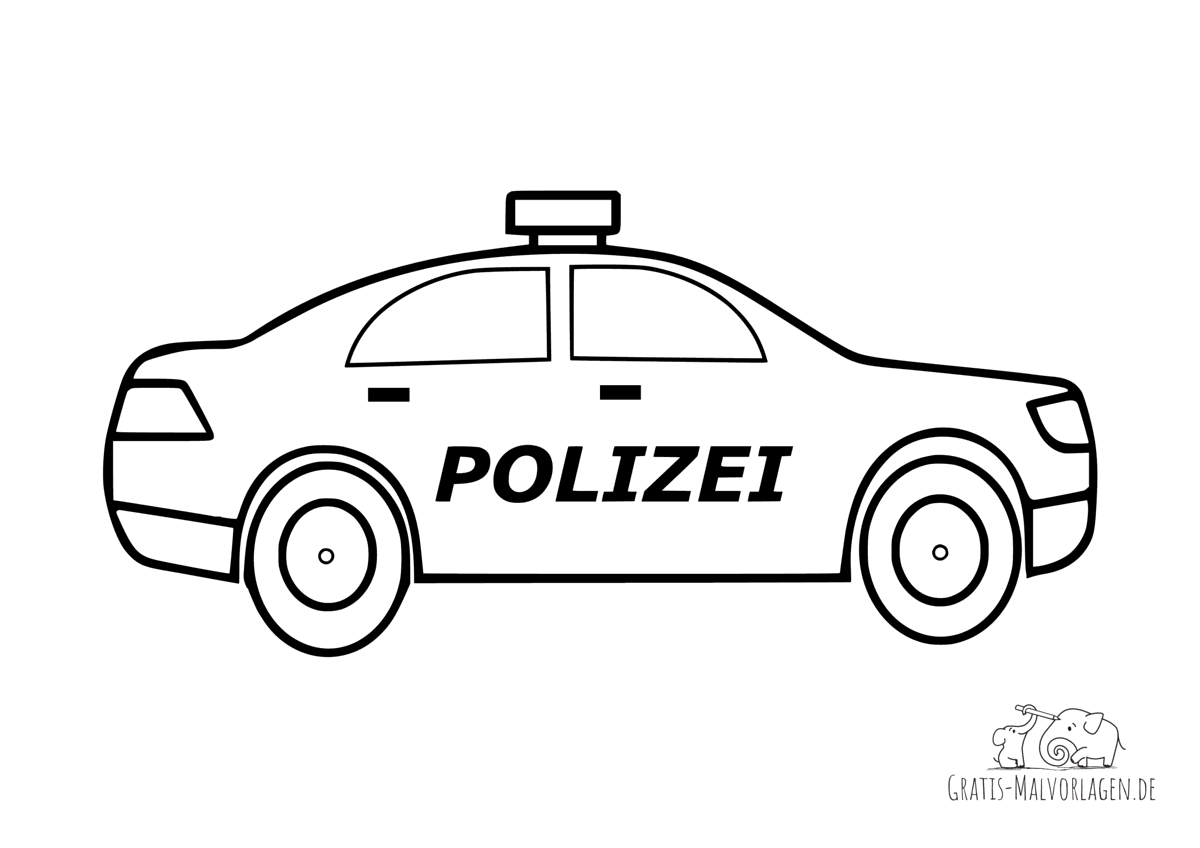 Ausmalbild Polizeiauto - Gratis Malvorlagen | Polizeiautos, Polizei