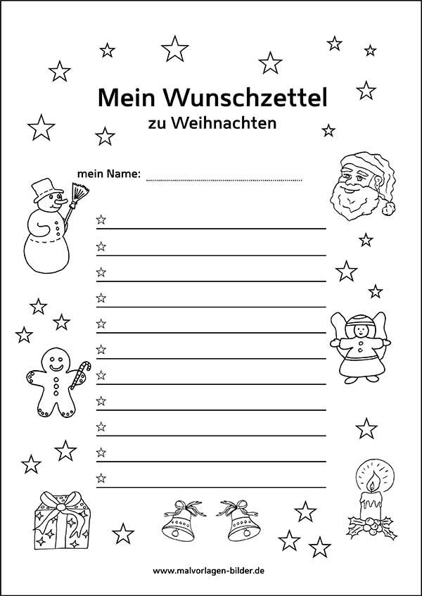 wunschzettel weihnachten vorlage pdf