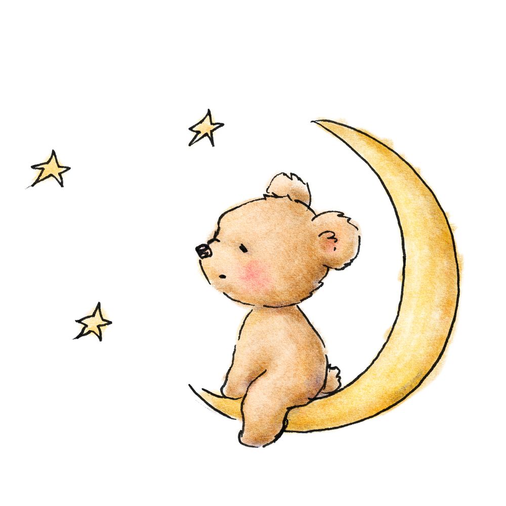 teddy bear watching the stars Art Print by Anna Abramskaya - X-Small