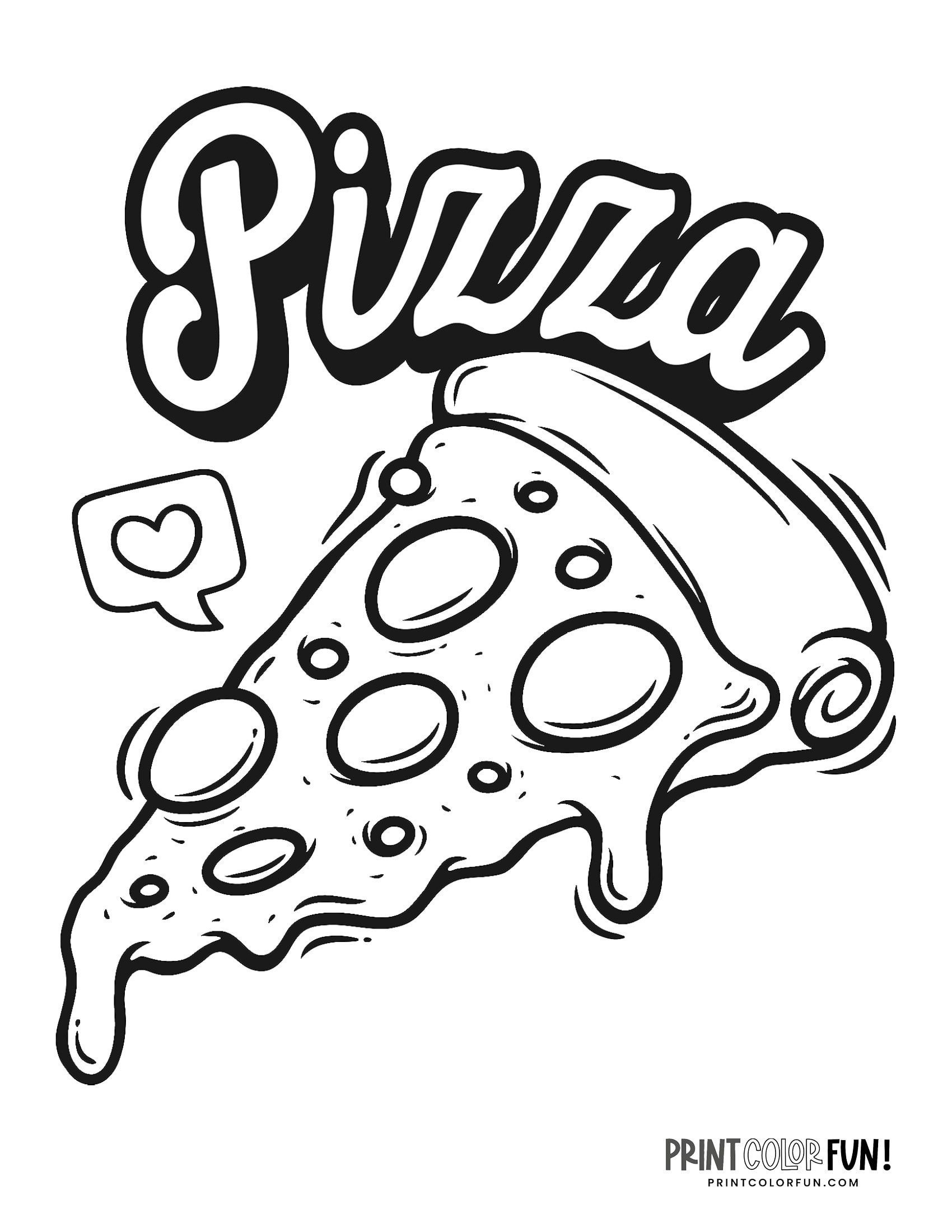 Pizza coloring pages: Slices & whole pizza pies - Print Color Fun!