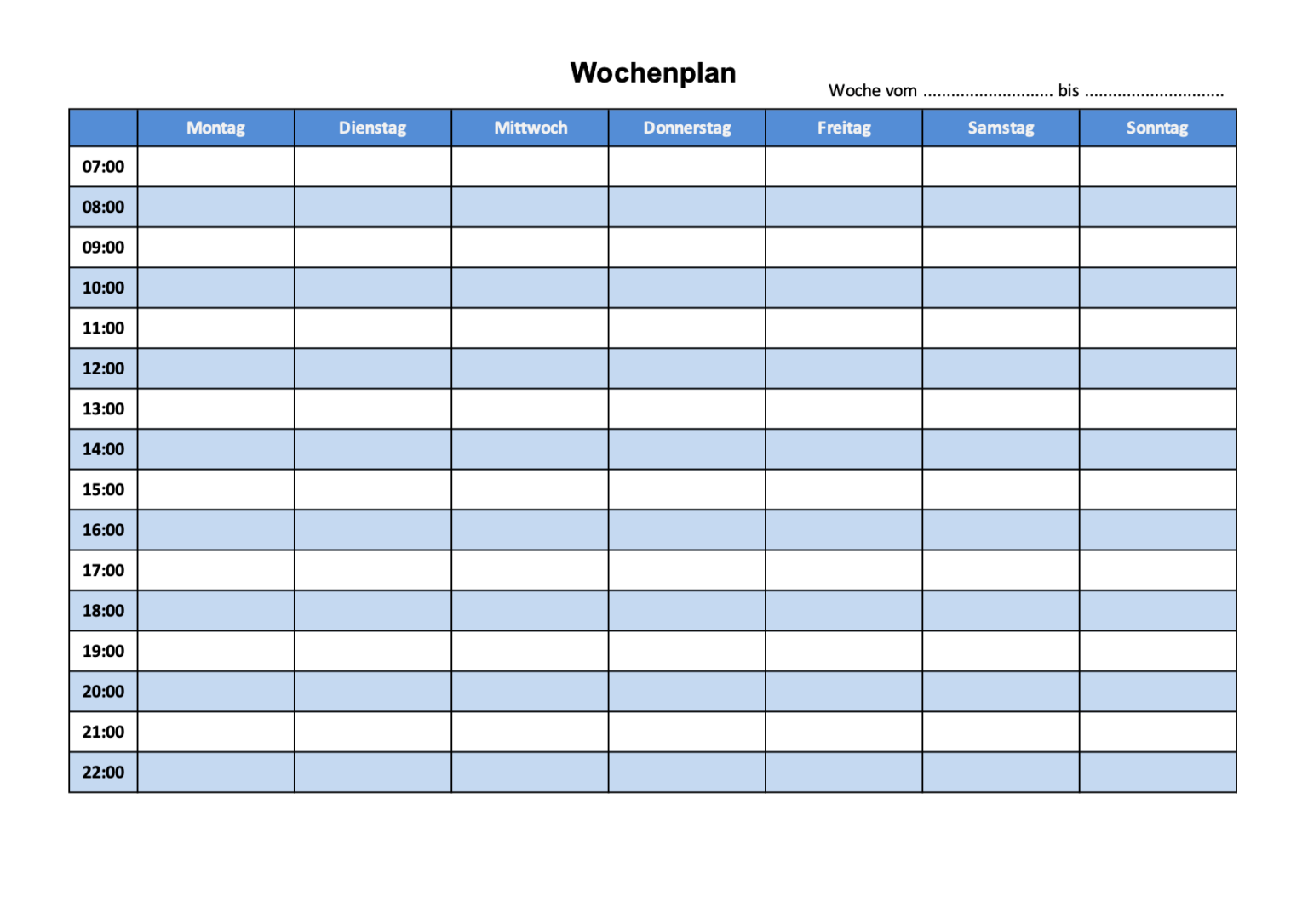 wochenplan vorlage pdf