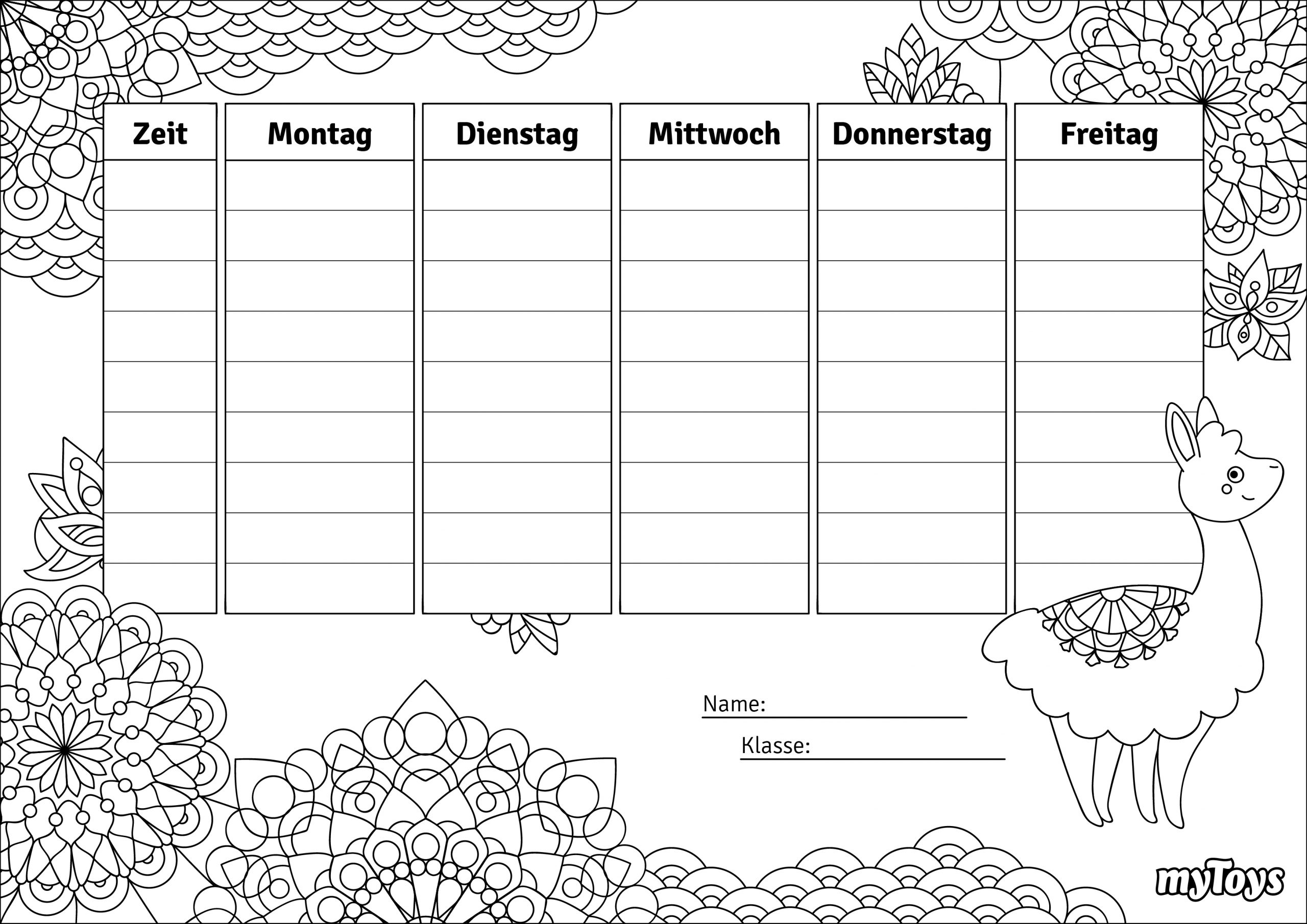 vordruck stundenplan