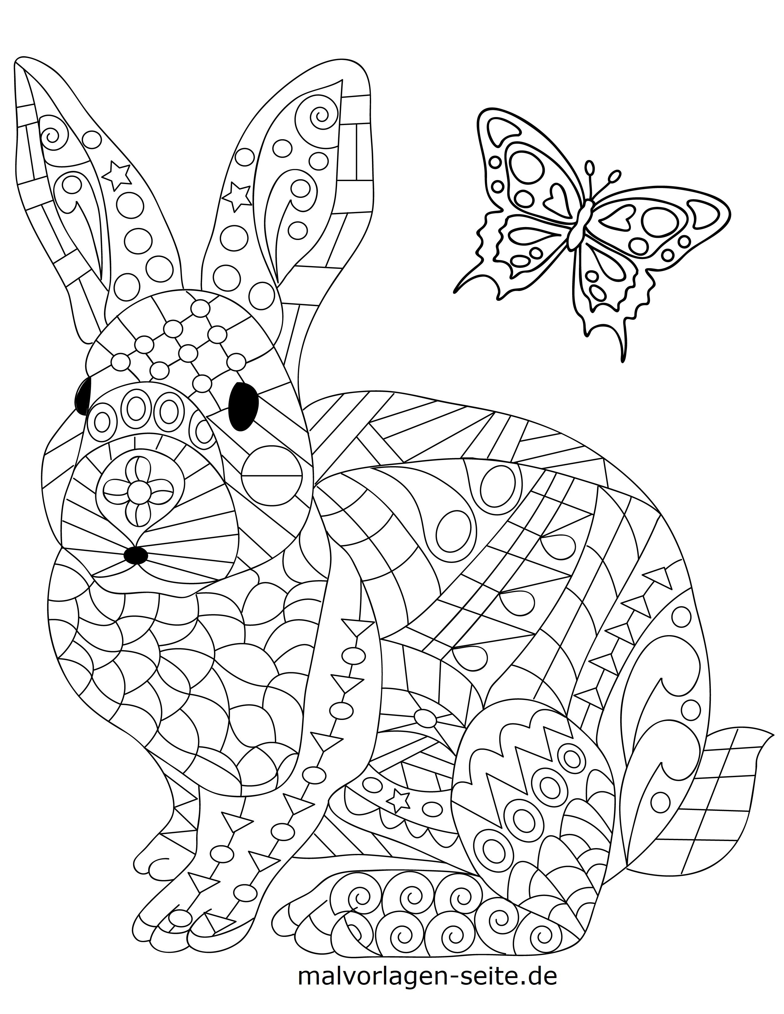 Malvorlage Tiermandala Hase | Tiere Mandala - Kostenlose Ausmalbilder