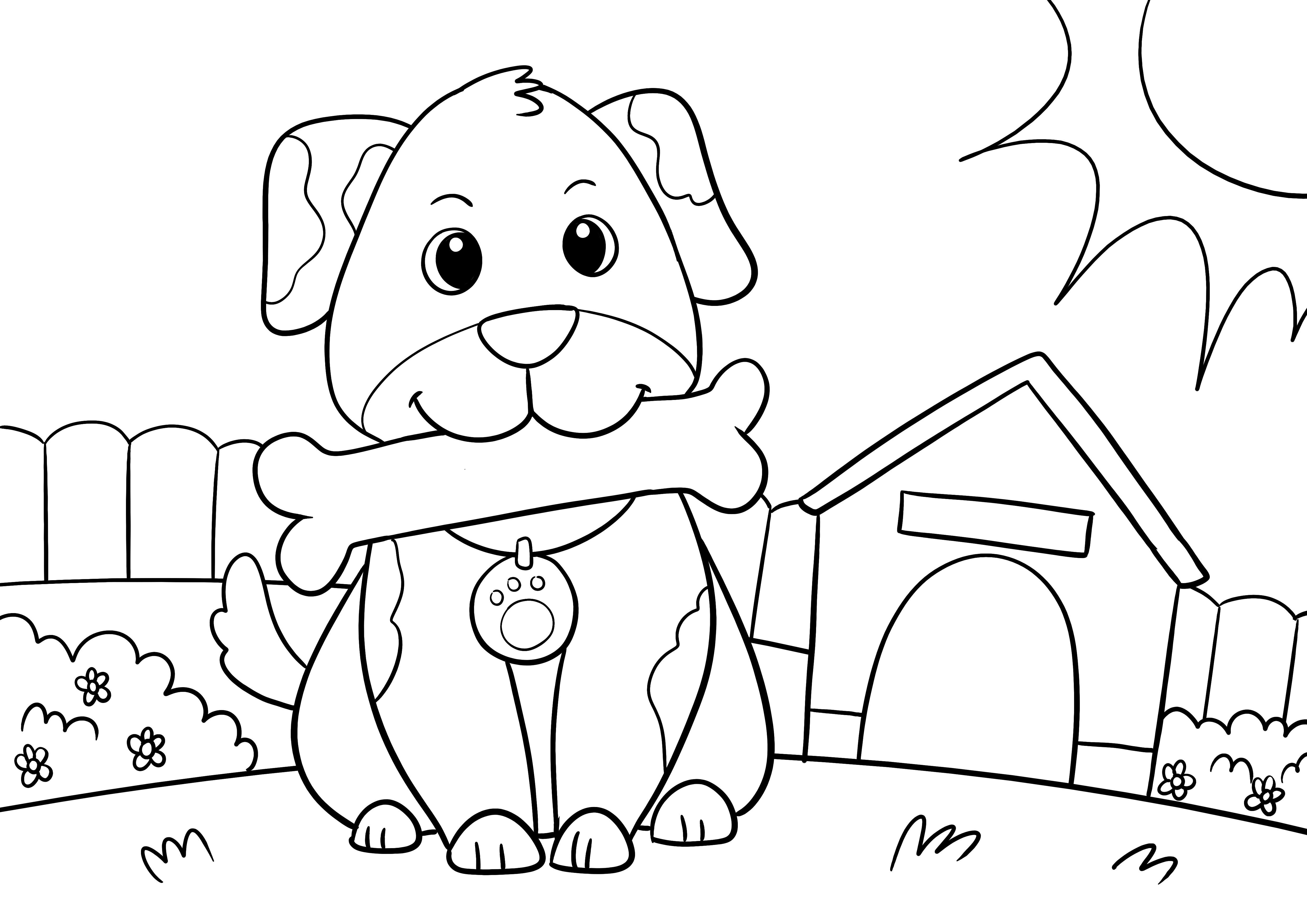 a cartoon dog holding a bone in his mouth