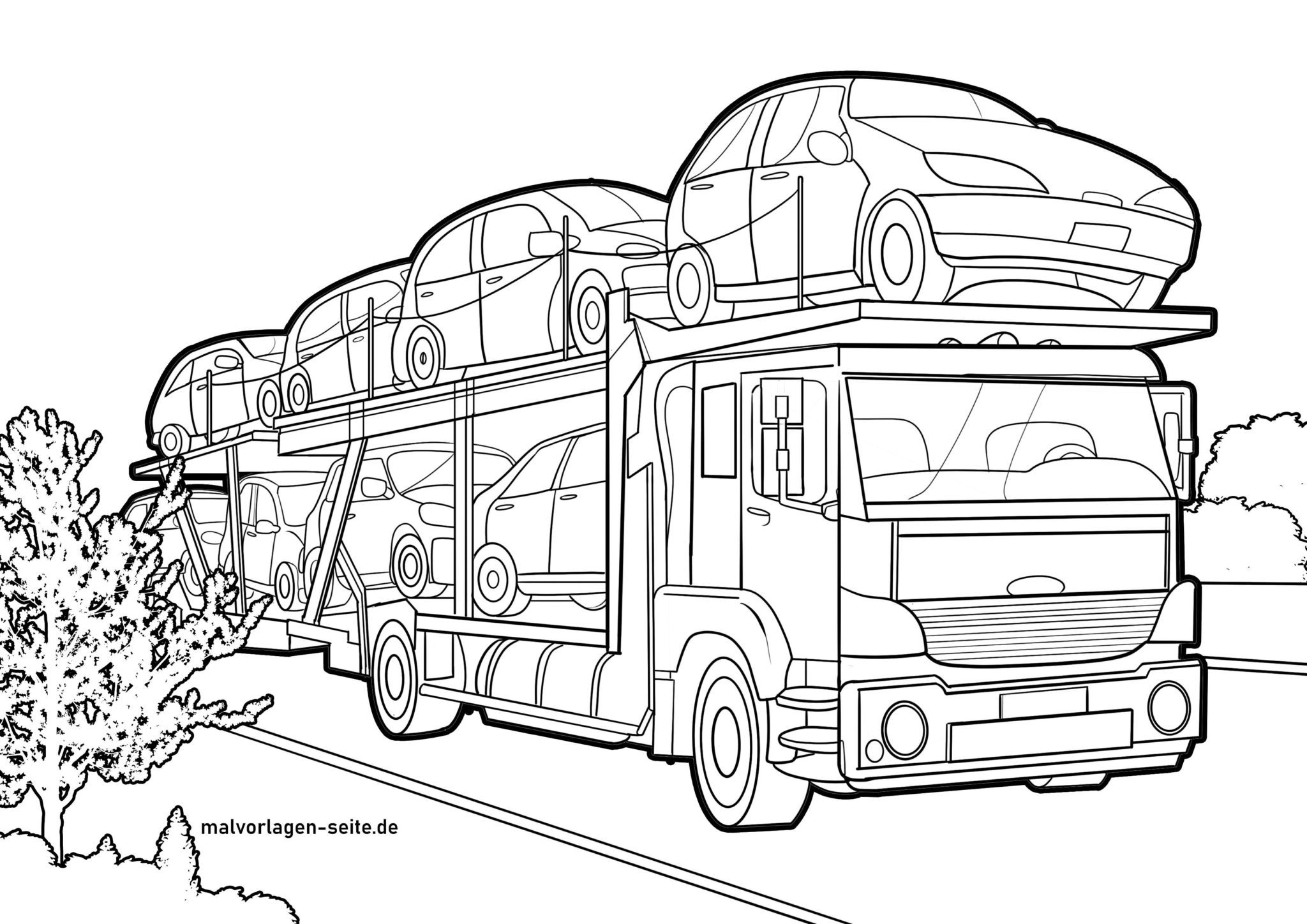 Malvorlage Autotransporter - LKW | Malvorlagen für Kinder