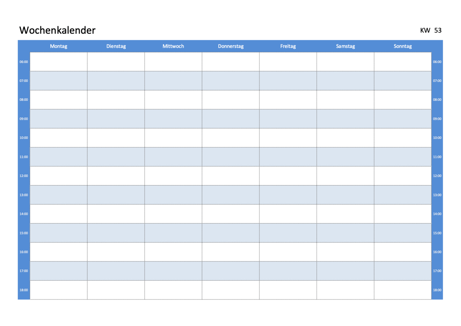 Wochenplan Vorlage (Excel, Word & PDF) zum Ausdrucken - gratis