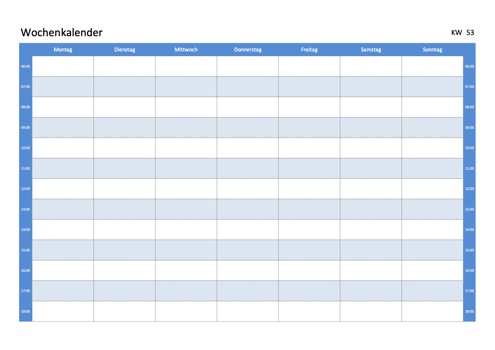 Wochenplan Vorlage (Excel, Word & PDF) zum Ausdrucken - gratis