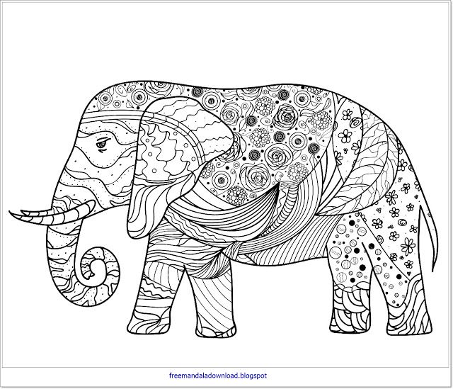 ausmalbild elefant mandala