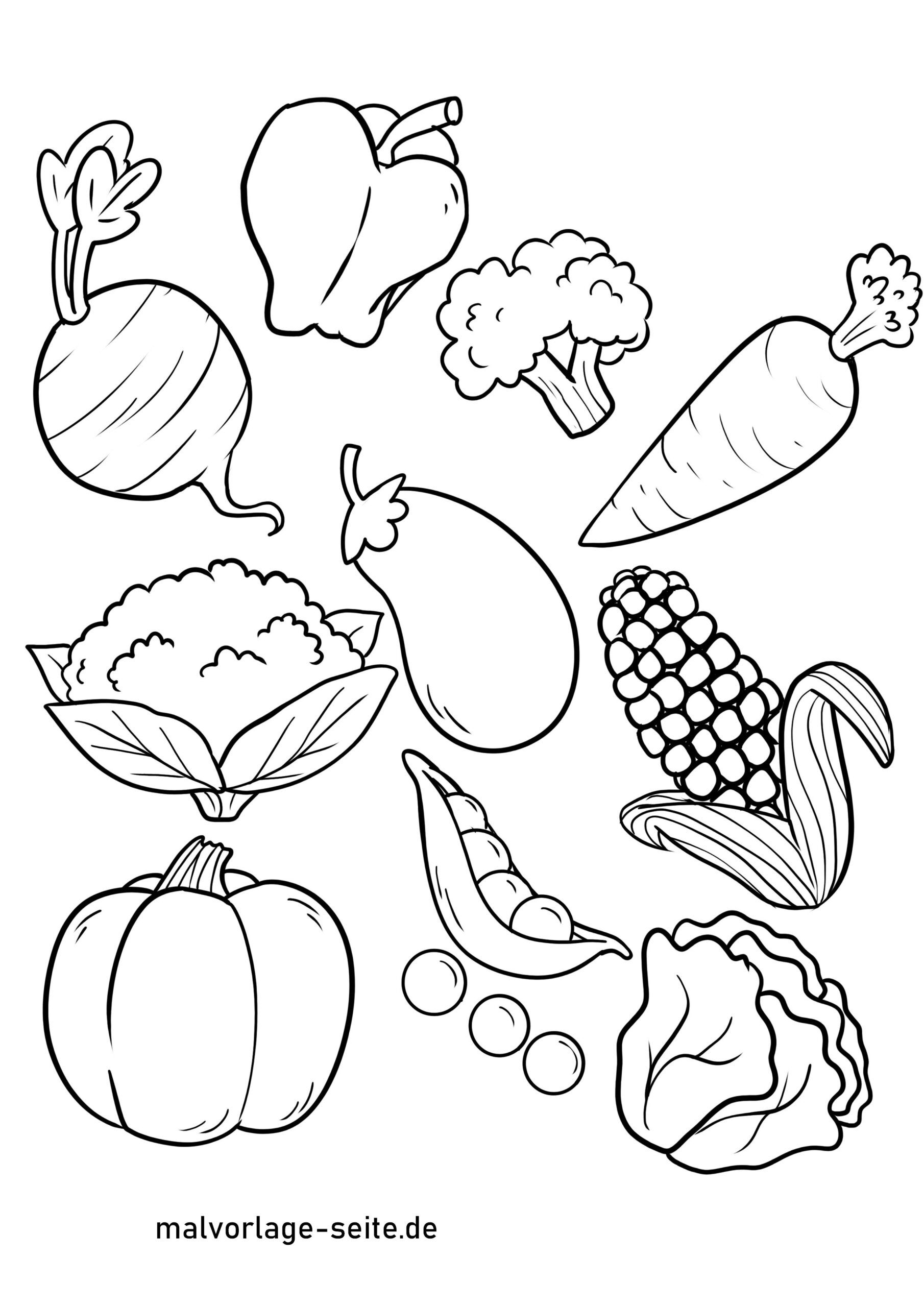 Malvorlagen Für Obst Und Gemüse | Vegetable coloring pages, Fruit