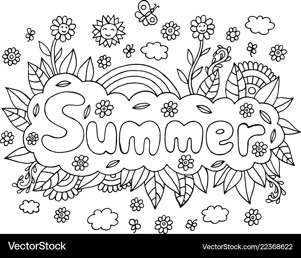 Coloring page for adults with mandala and summer Vector Image