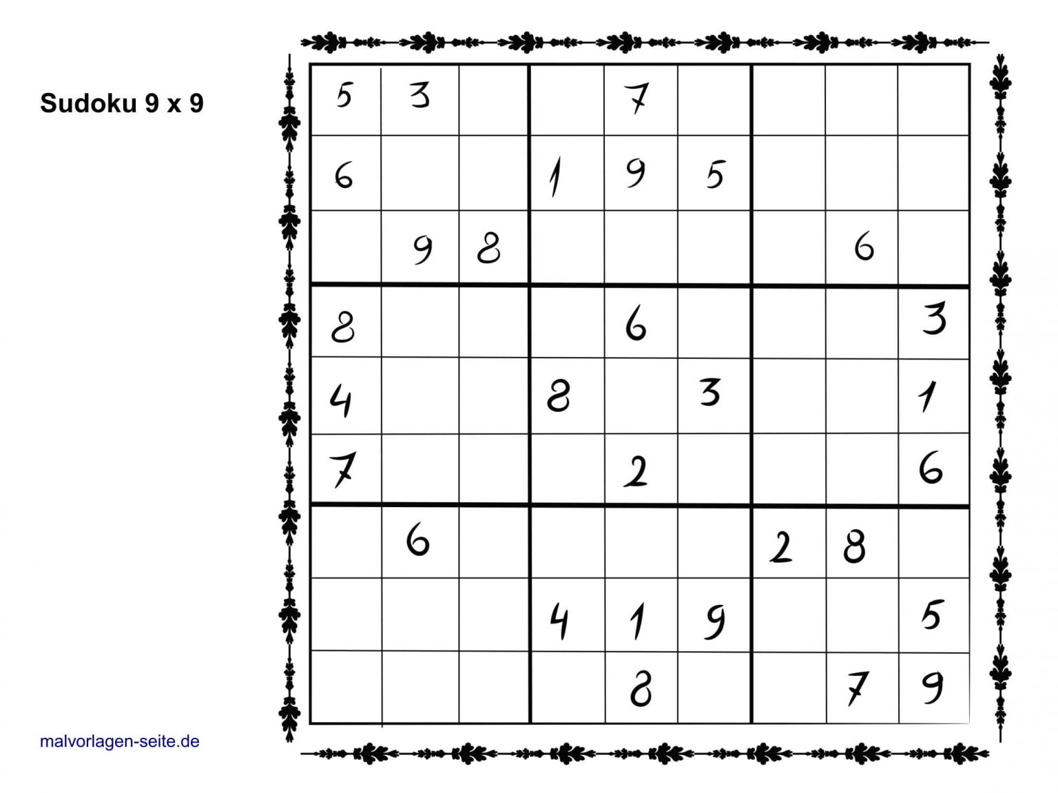 Sudoku Vorlagen 9X9 Einfach - Sudoku Vorlagen Kostenlos bei Sudoku