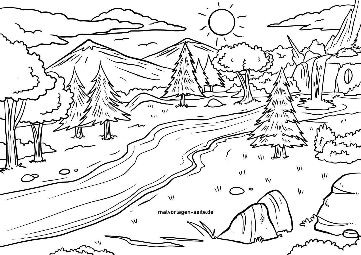 Malvorlage Wald Landschaft | malvorlagen-seite.de