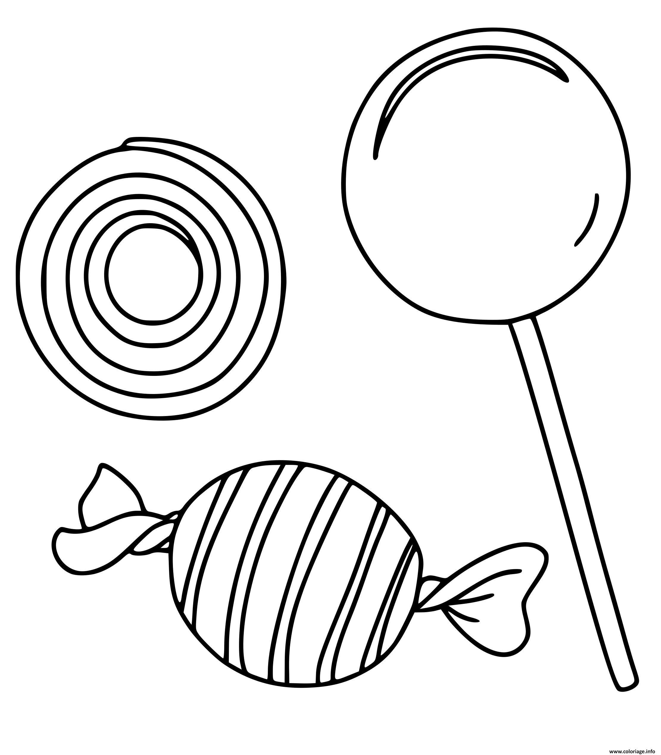 Coloriage bonbons pour les enfants de la maternelle - JeColorie.com