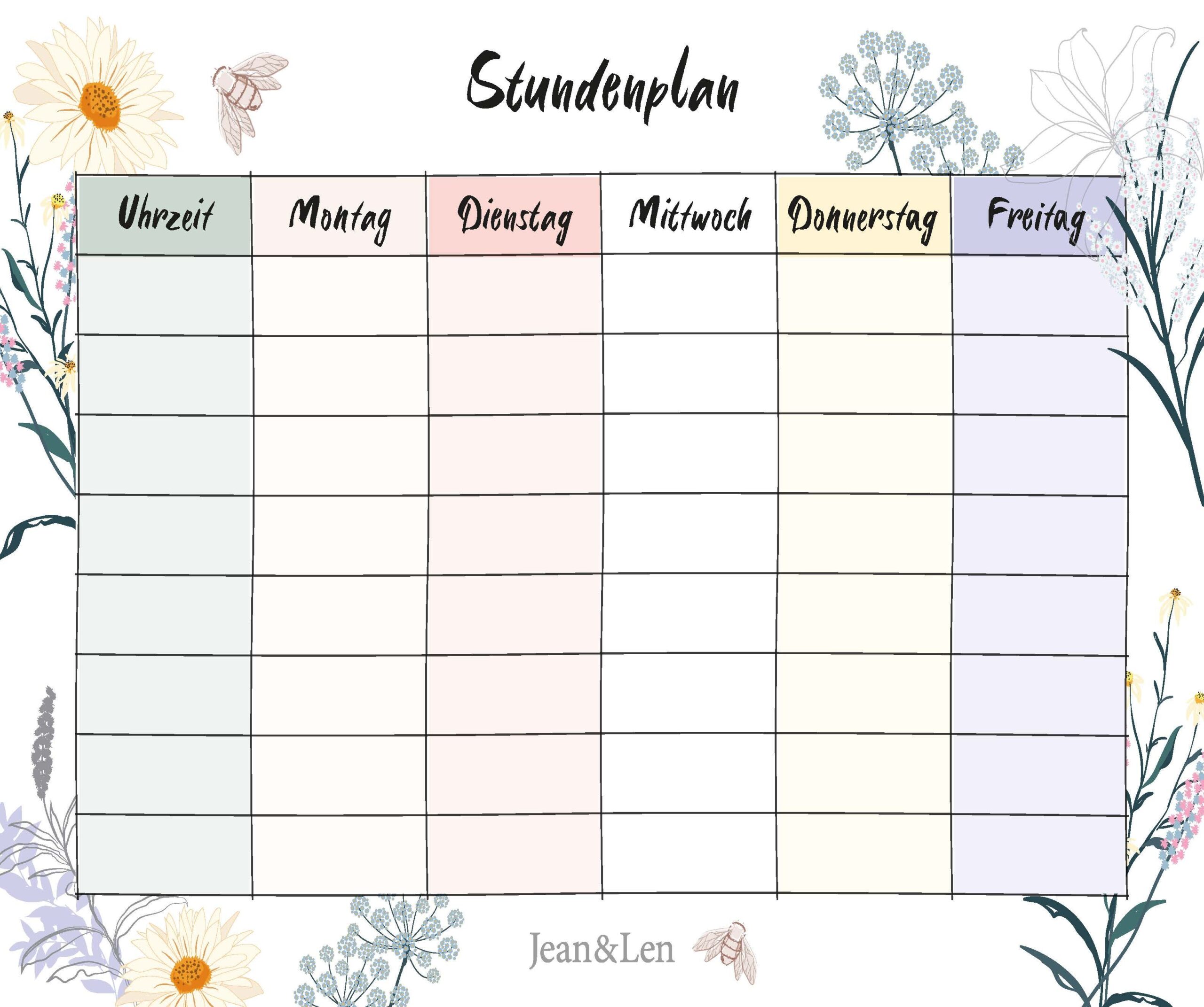 ausdrucken stundenplan vorlage