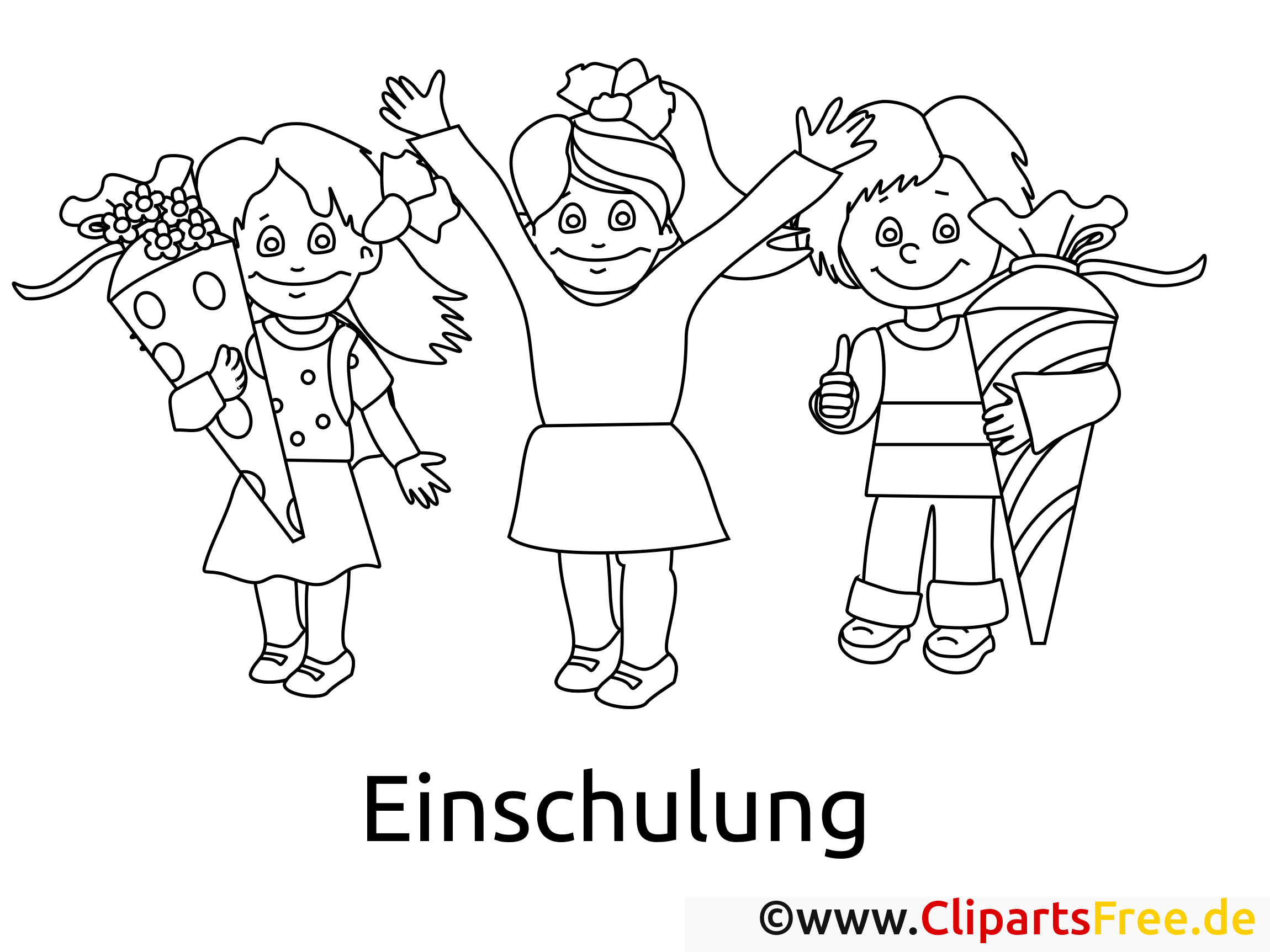 Ausmalbilder Einschulung mit Schuelern in der Schule