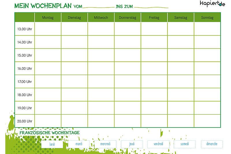 wochenplan kinder zum ausdrucken