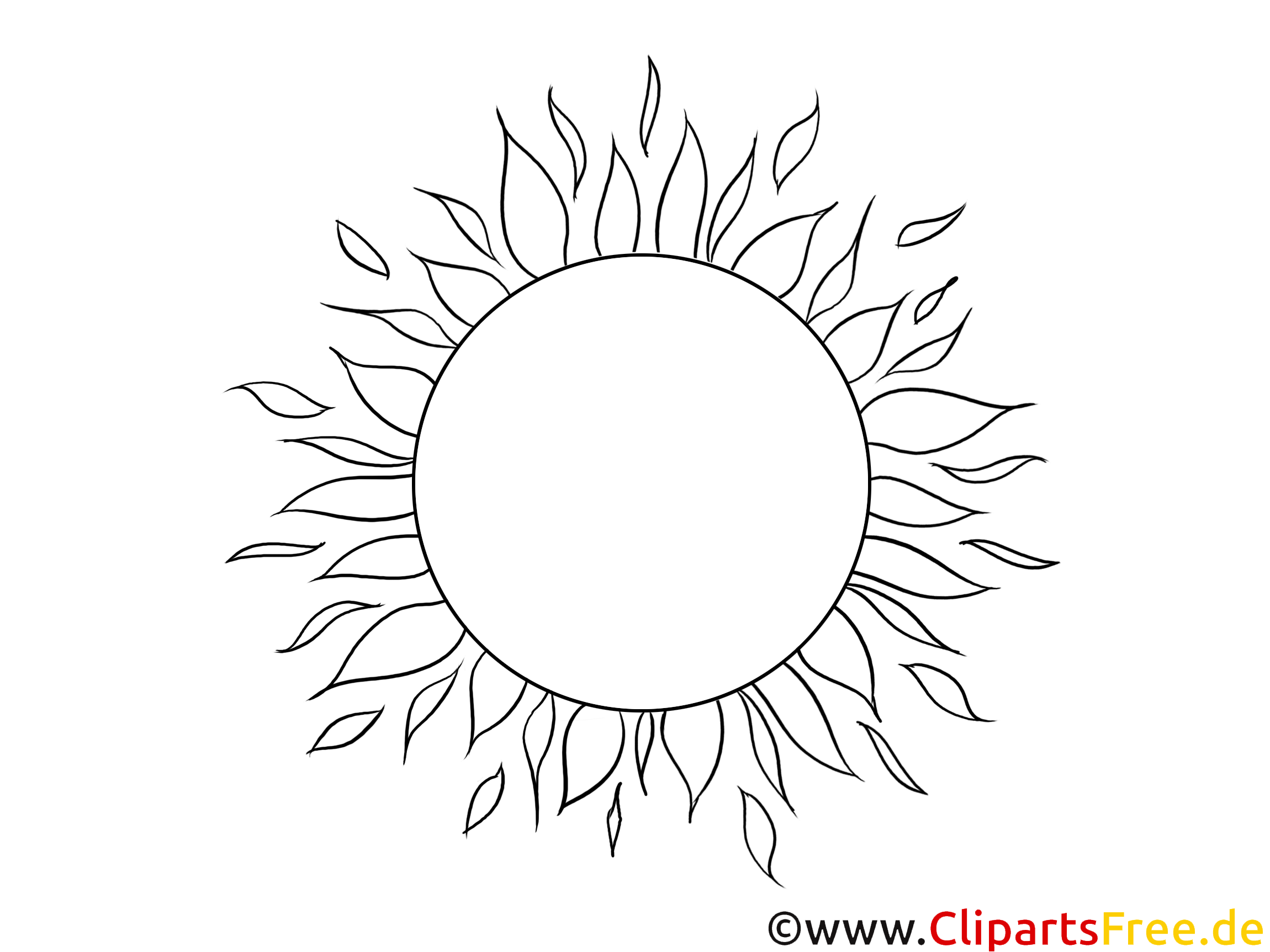 Sonne zum Ausmalen schwarz-weiss Clipart