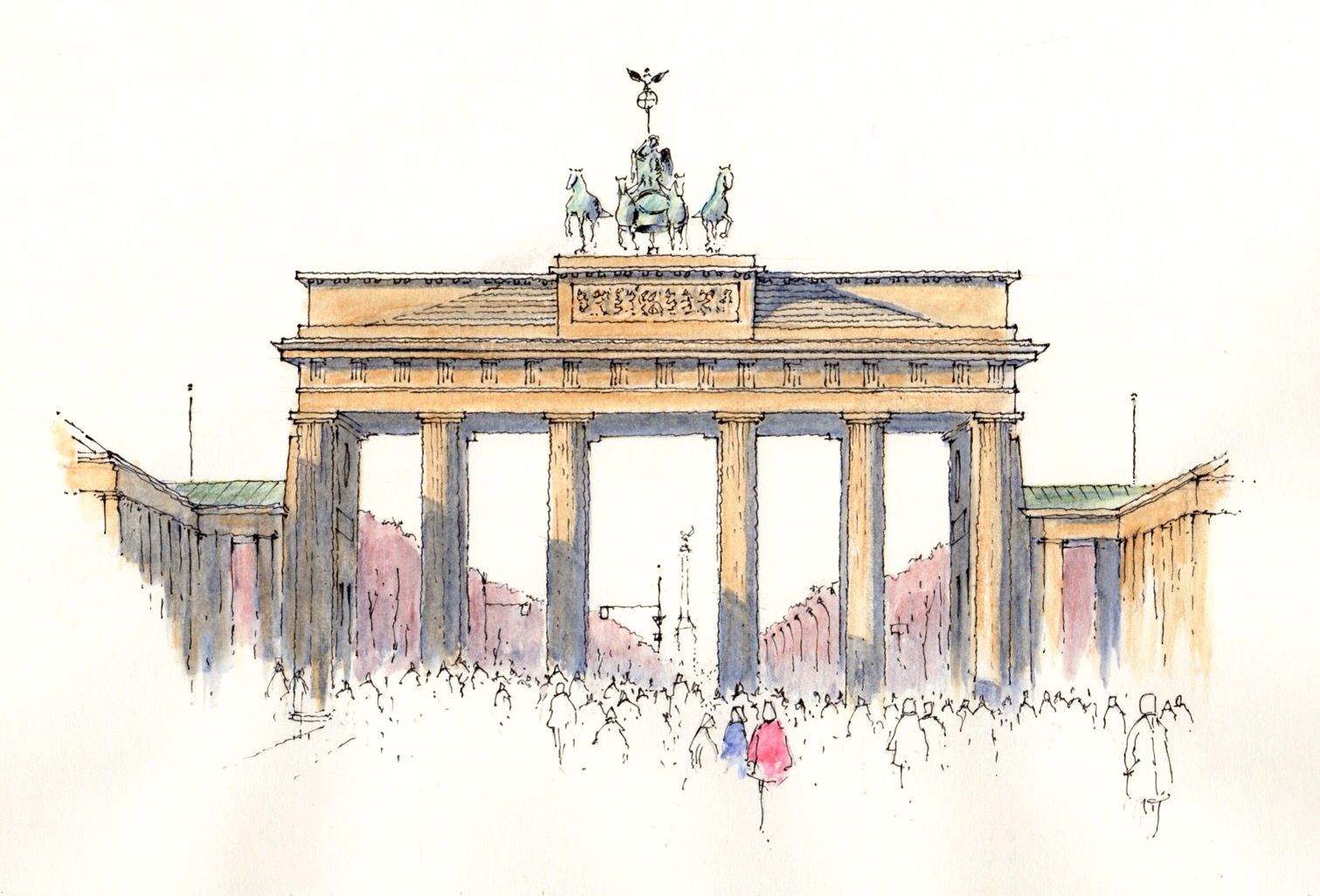 Brandenburg Gate ~ sketch ~ John Edwards | Landschaften malen, Malerei