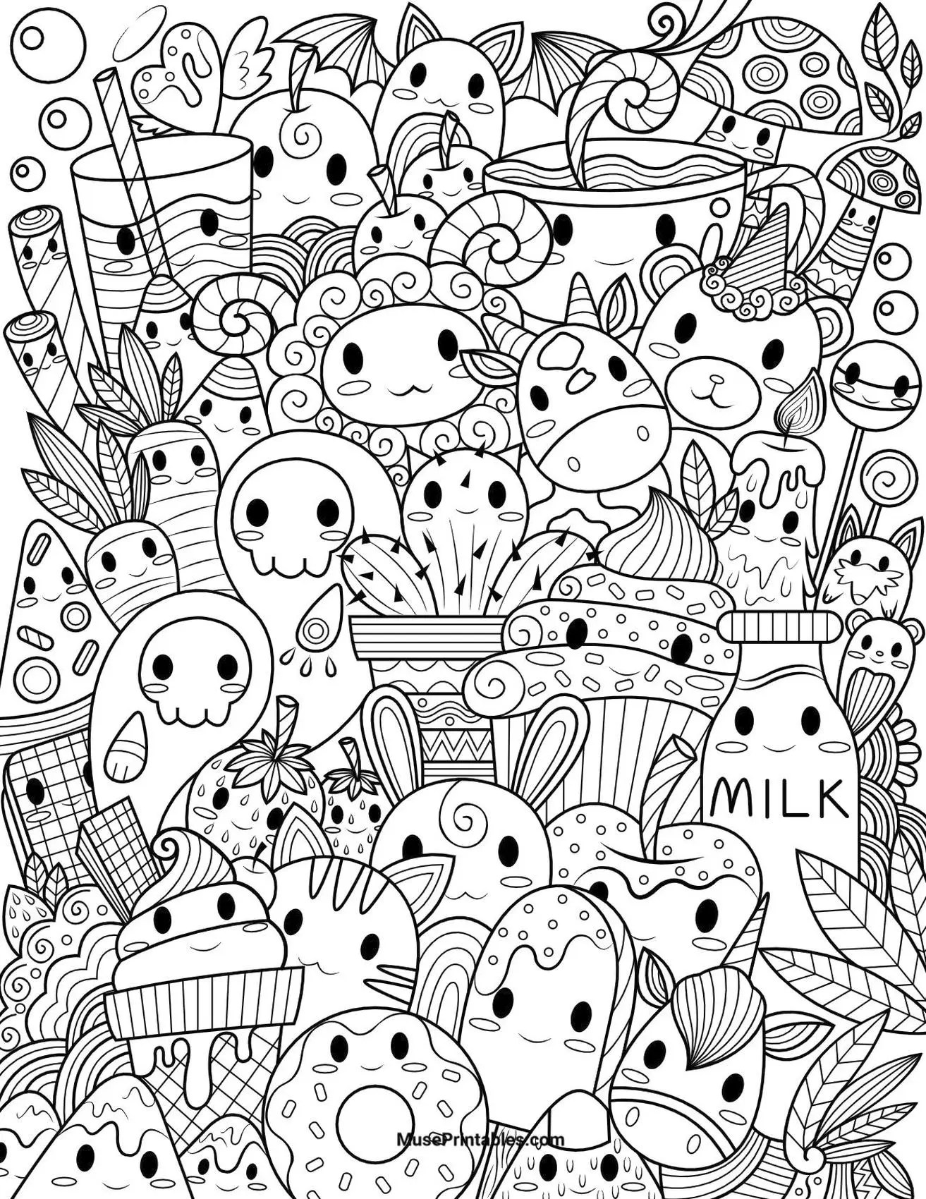 Cute Food Coloring Pages Kawaii – Kidsworksheetfun