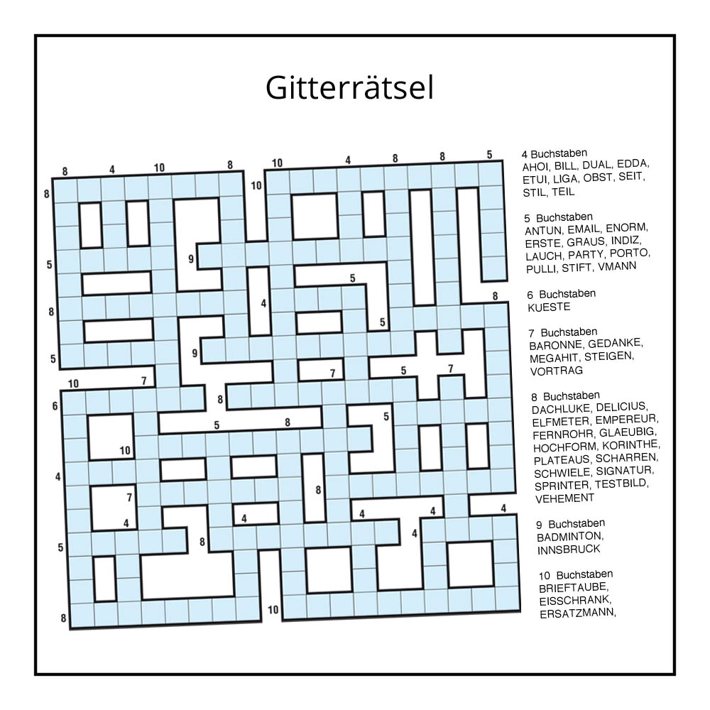 gitterrätsel zum ausdrucken