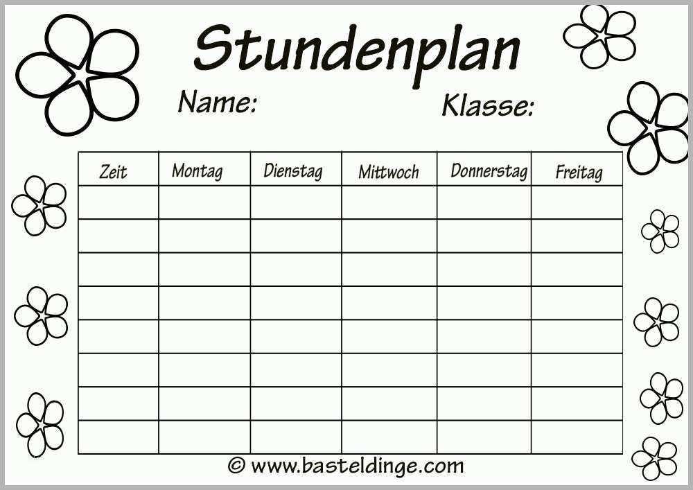 stundenplan klein zum ausdrucken