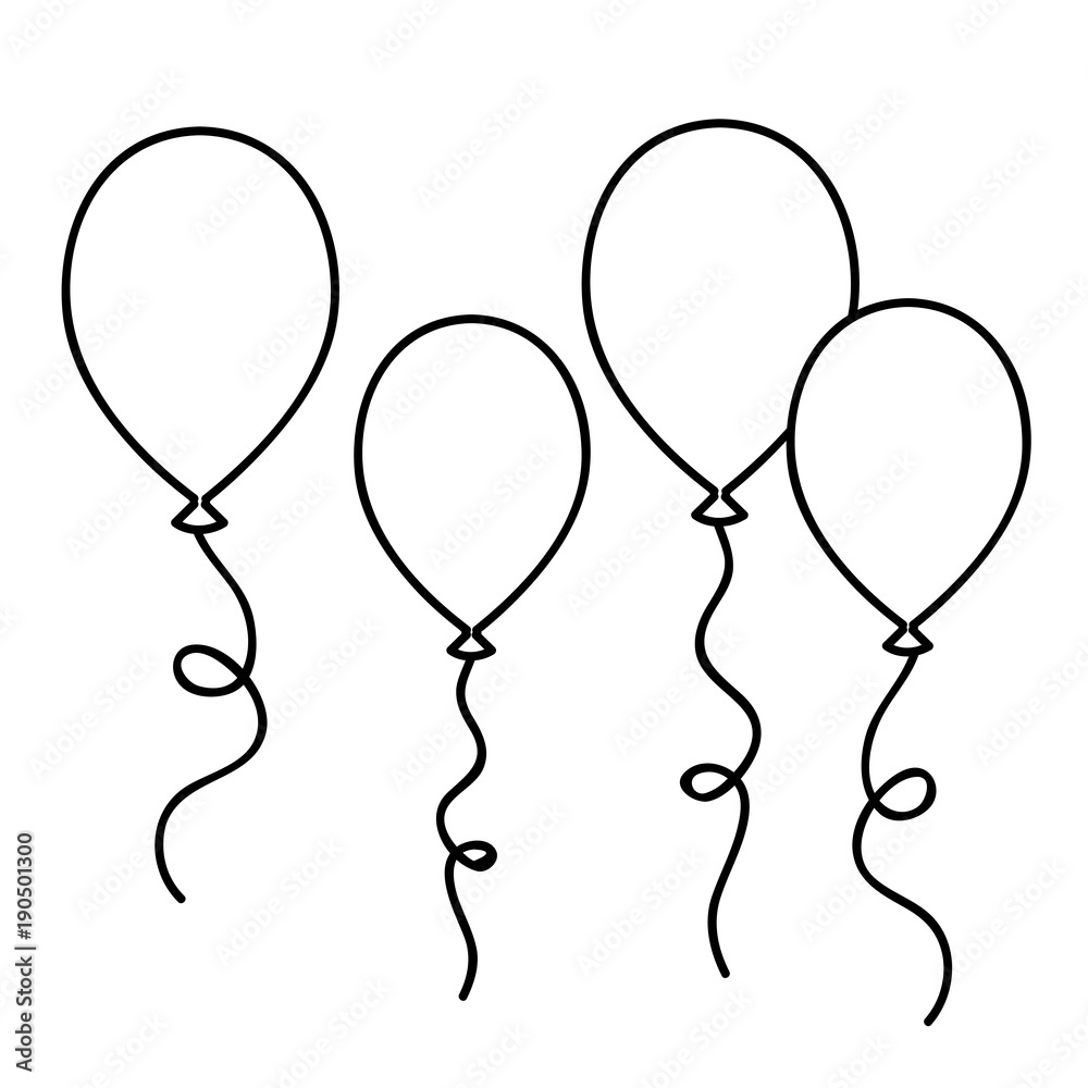 Ausmalbild vier Luftballons Stock Vector | Adobe Stock