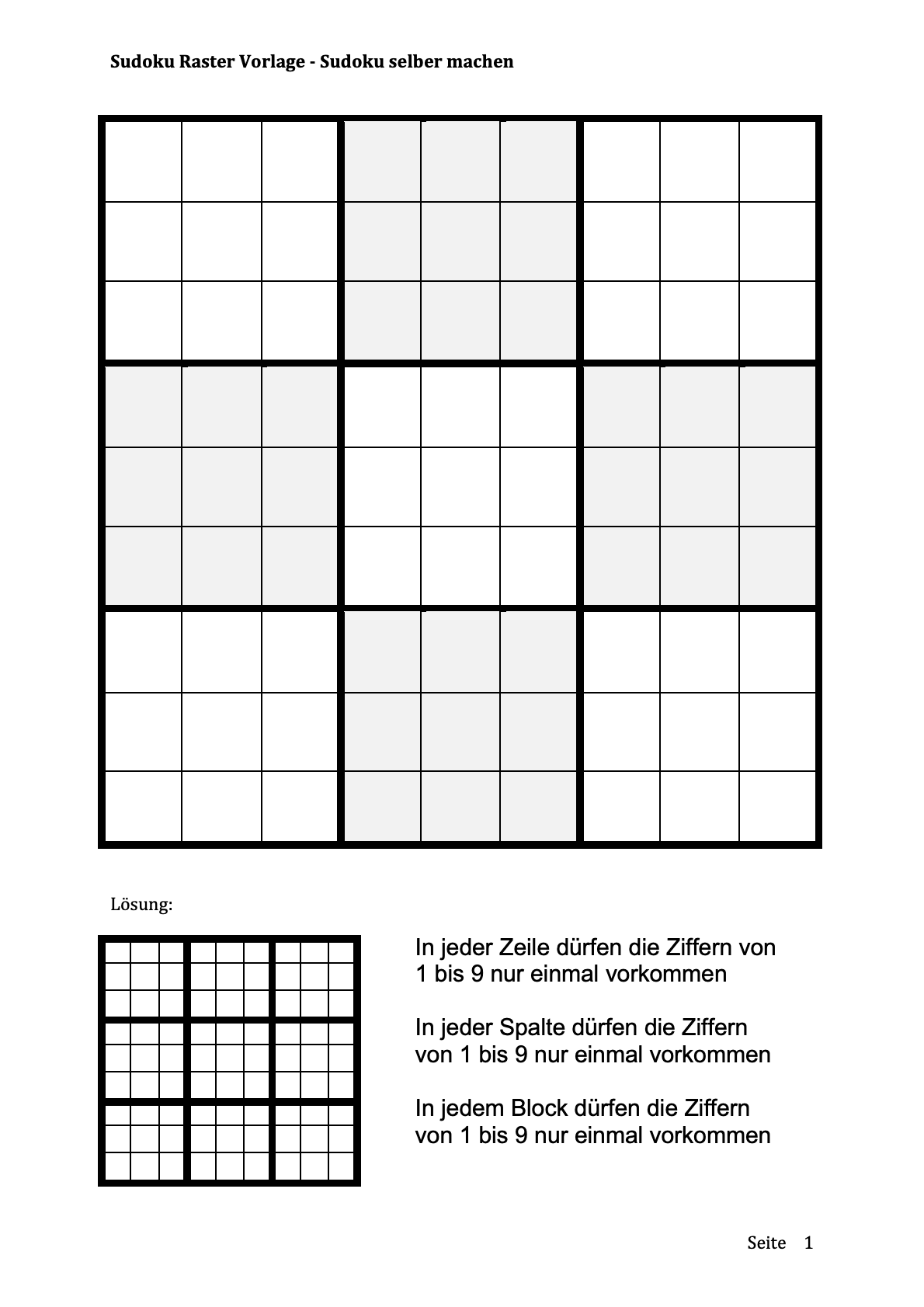 Sudoku zum Ausdrucken (leicht, mittel, schwer) - gratis download