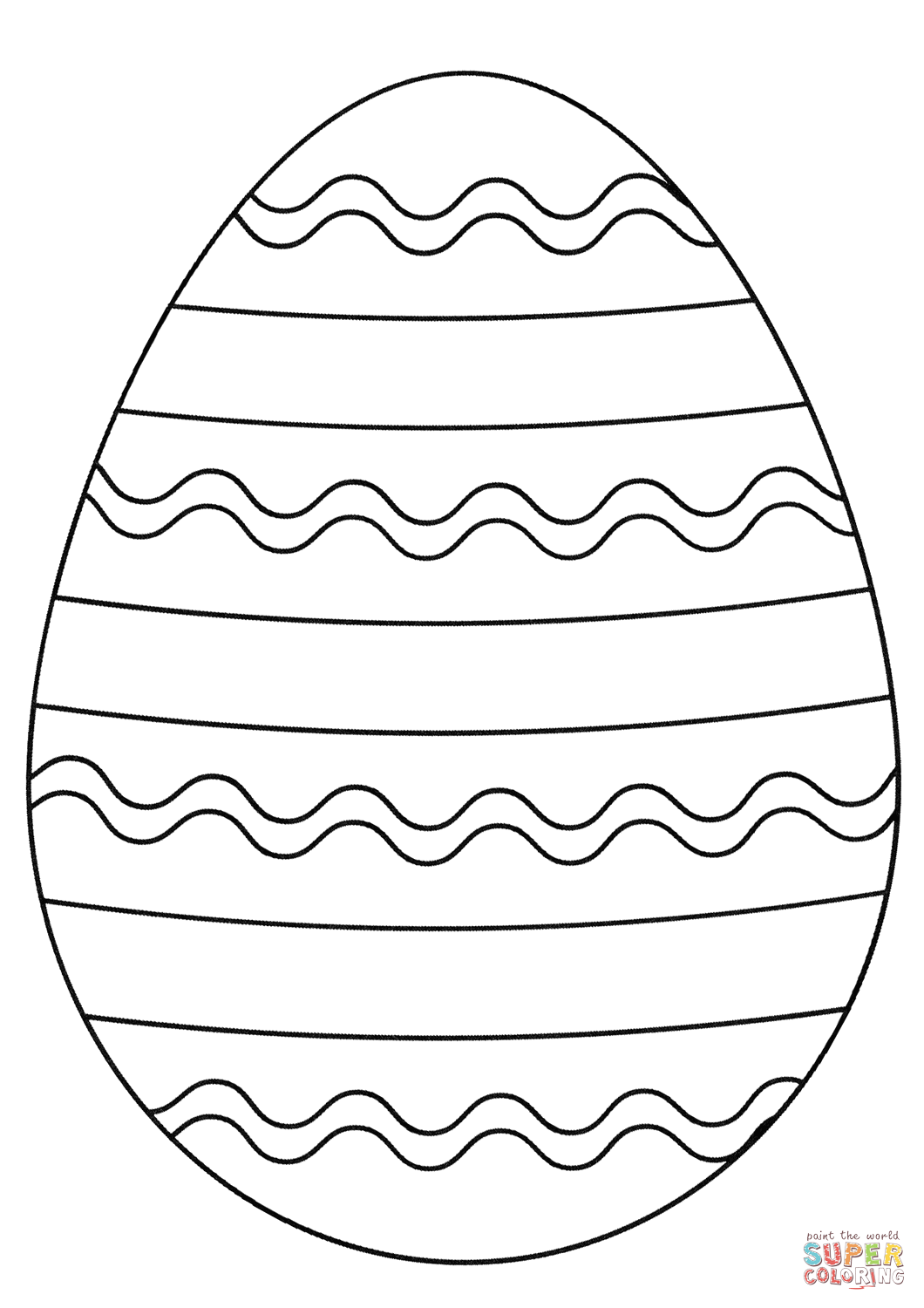 an easter egg coloring page with lines on the outside and inside, in